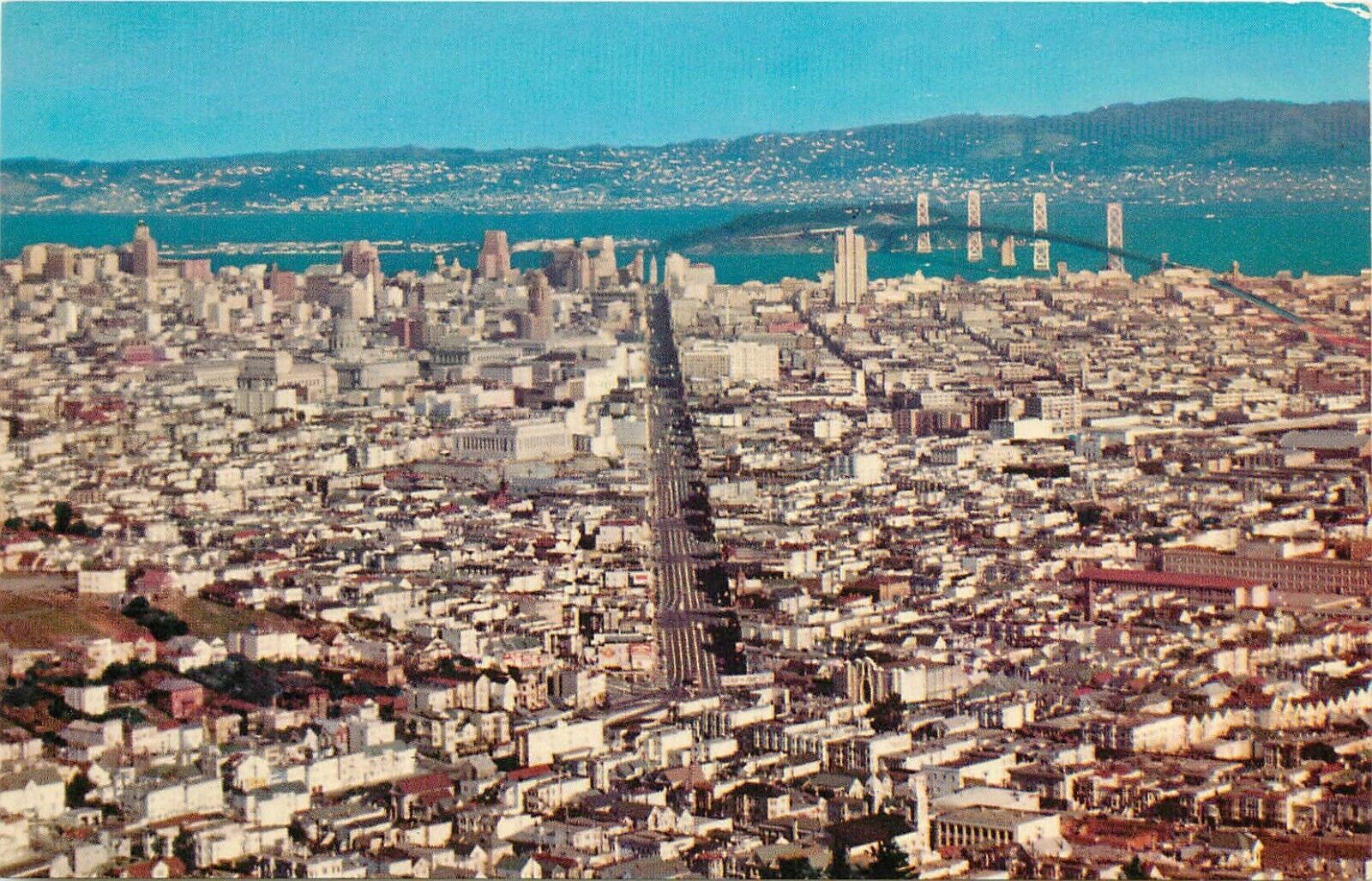 Aerial View San Francisco Oakland Bay Bridge CA California Postcard
