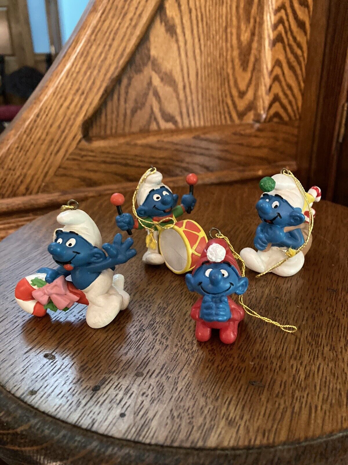 lot of 4 vintage Smurf Christmas ornaments 1981 Made In Portugal By Schleich