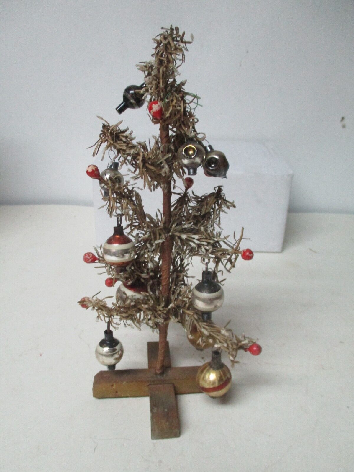 Wonderful Unusual Germany Christmas Tree w Glass Bead Ornaments #1