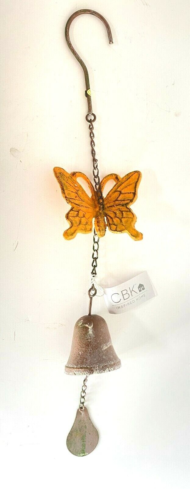 Ganz Cast Iron Light Orange Butterfly Windchime Bell Chime 18 3/4\