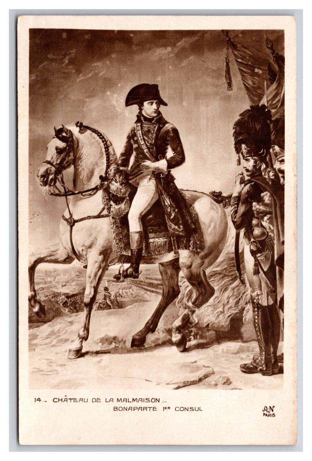 RPPC Napoleon on Horseback at Malmaison Painting UNP Postcard W22