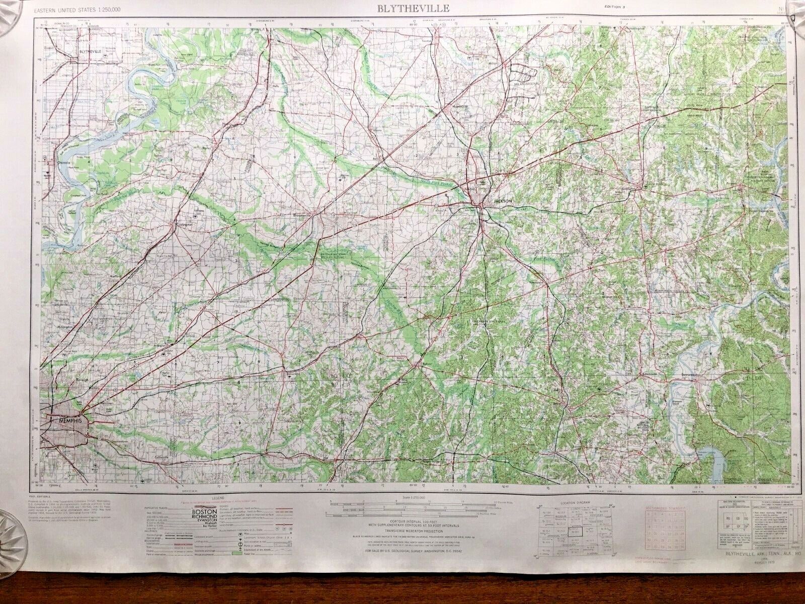 1970 BLYTHEVILLE,ARK. TENN  ALA & MO.Topographical Map by The Army Topograhical 