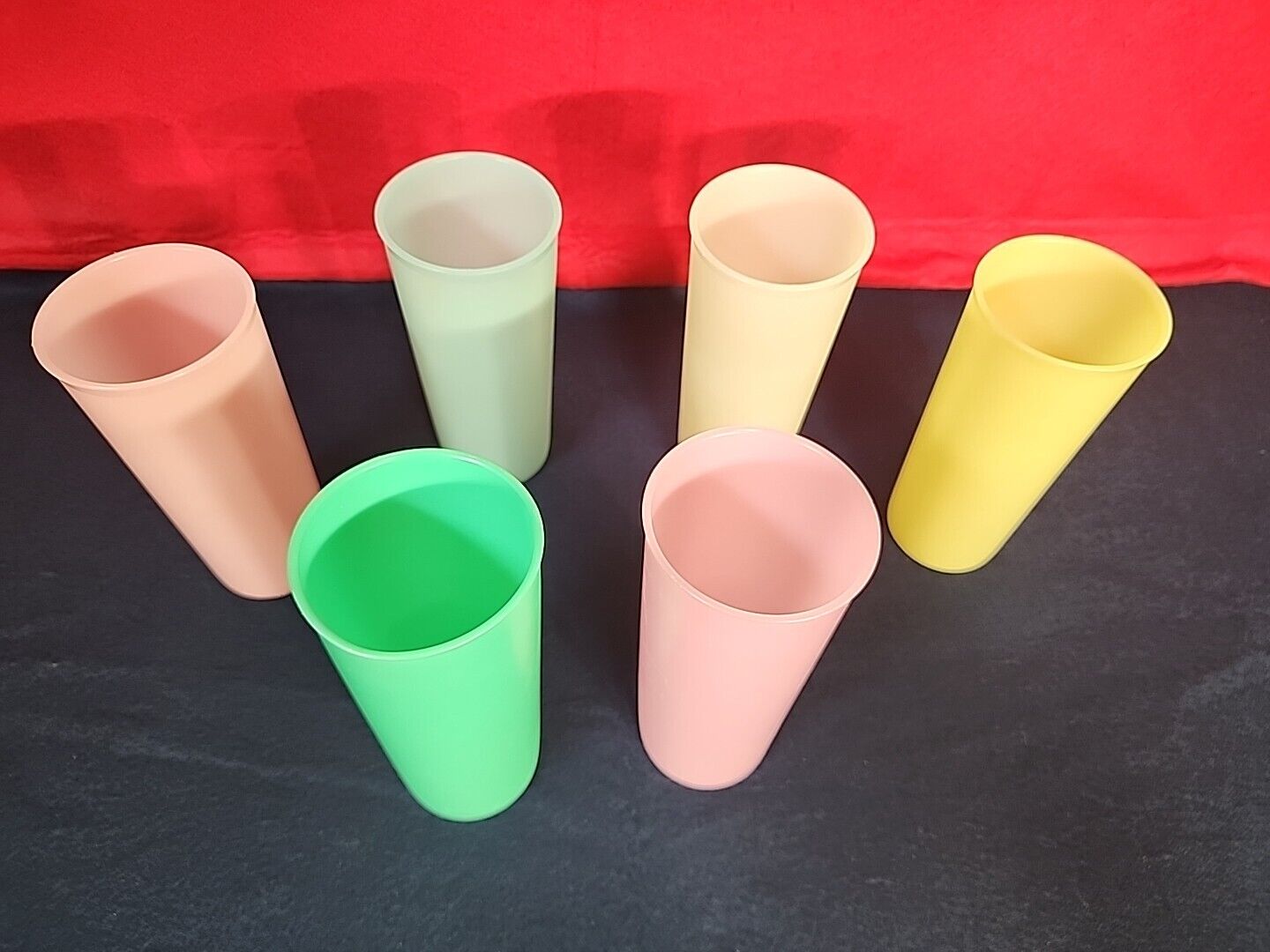 Vintage Tupperware Stacking Tumbler 16 oz Pastel Cup #107 Lot of 6 USED