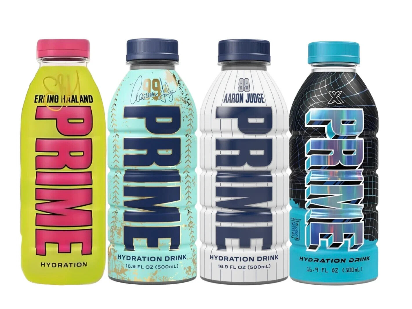 Prime Hydration X, Erling Haaland, Aaron Judge White & Blue Bottles PRE-Order