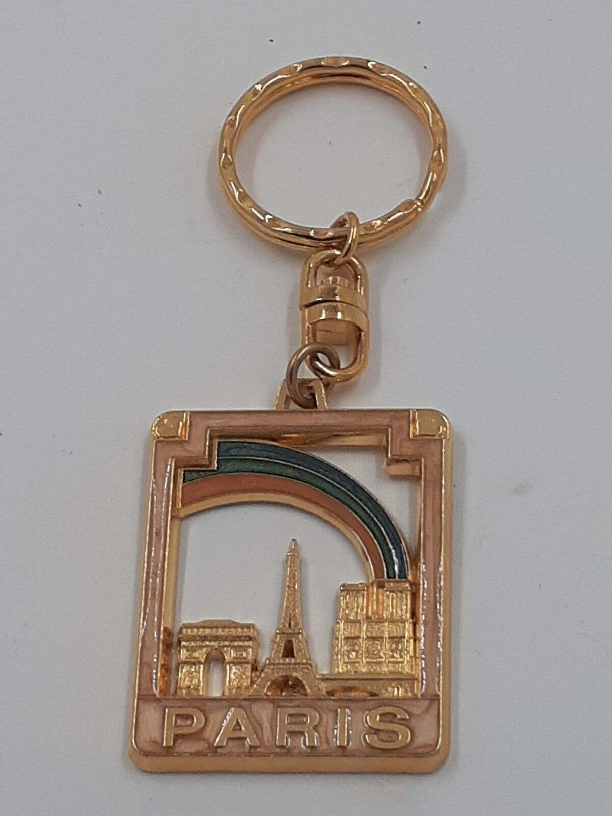 Vintage Paris Rainbow Keychain Made In France