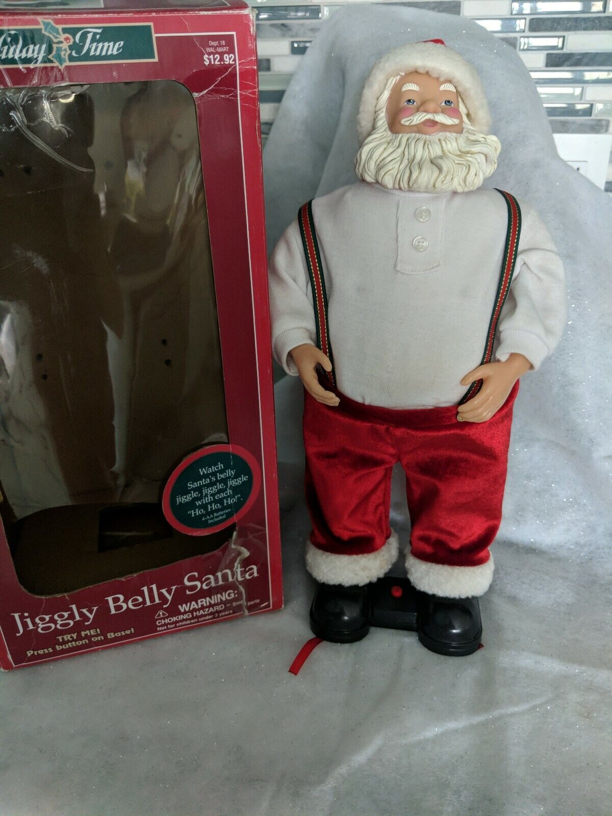 Vintage Anamated Jiggly Belly Santa  Ho Ho Ho Laughing Holiday Time