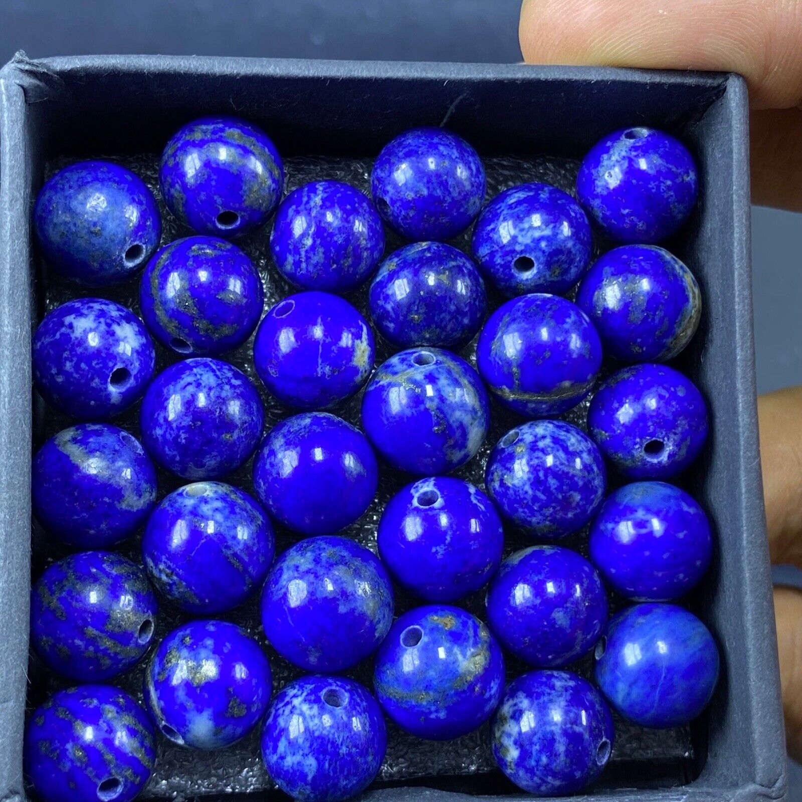 30 Pcs natural lapis lazuli drilled beads AAA+ Quality box from Afghanistan