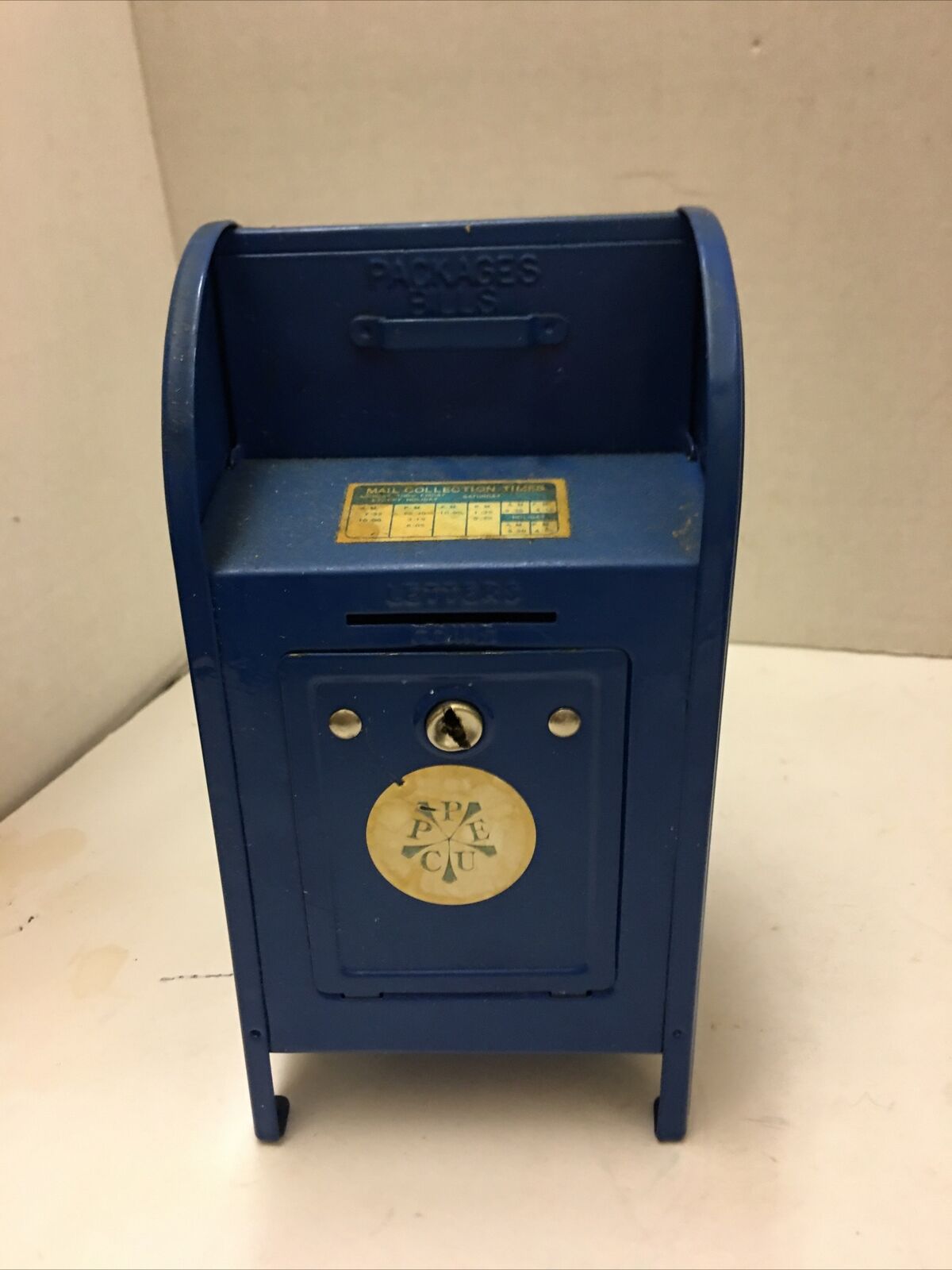 vintage metal mailbox bank collectible from the 80s 7 x 3.5 a089