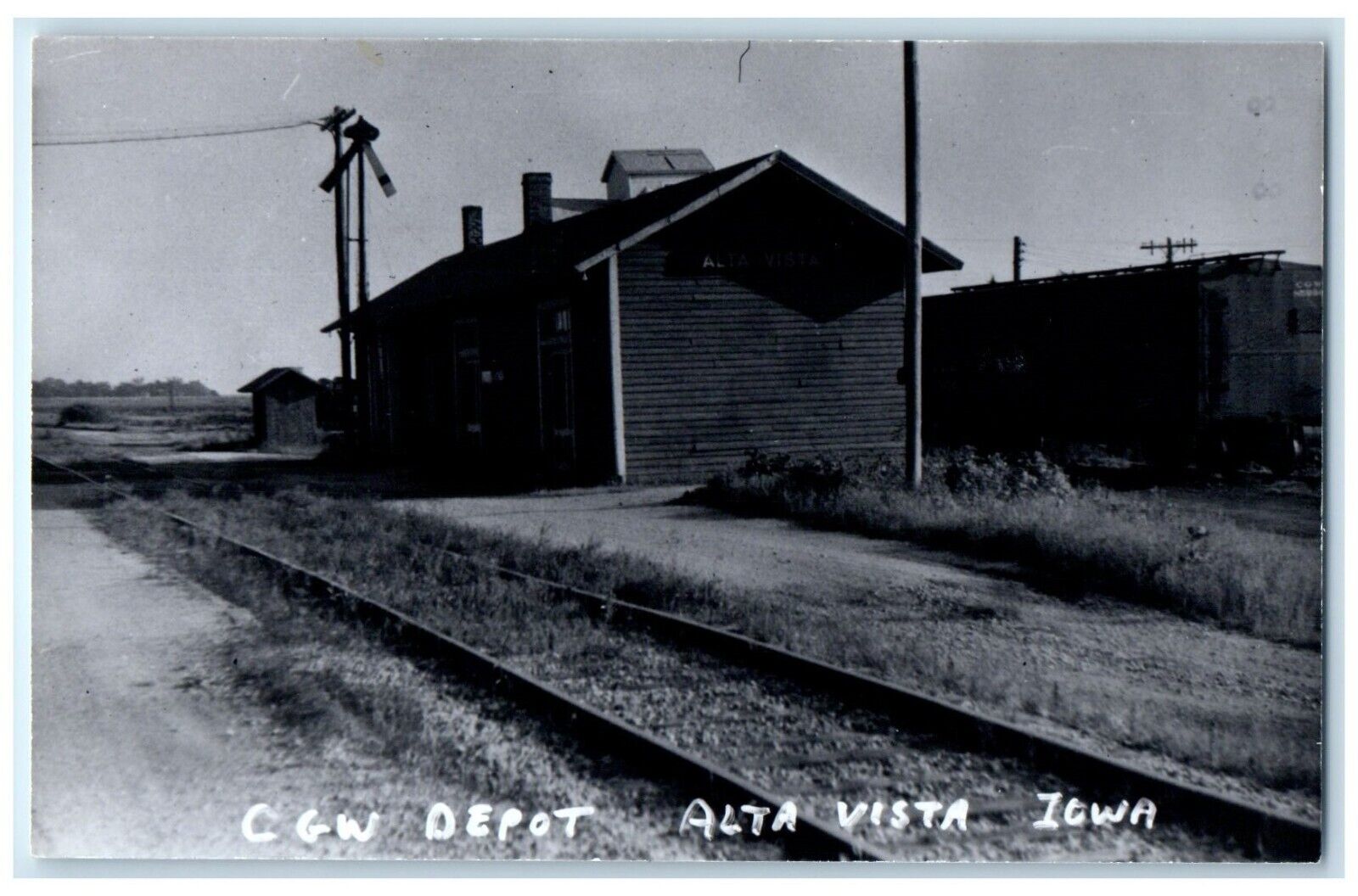c1960's CGW Alta Vista Iowa IA Railroad Train Depot Station RPPC Photo Postcard