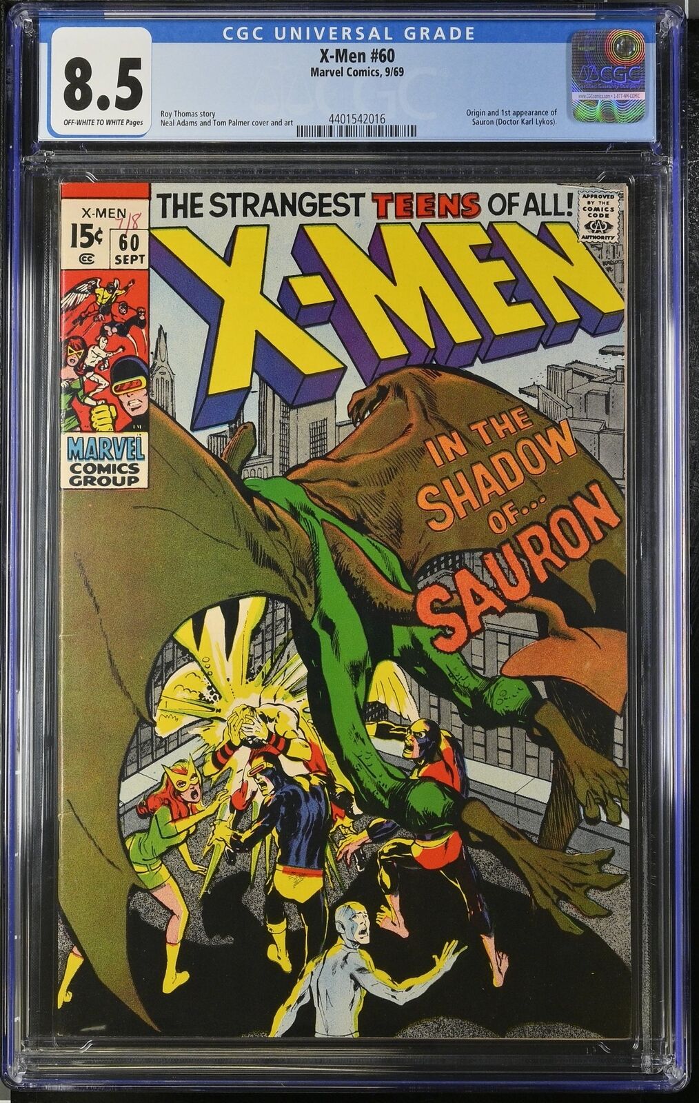 X-Men #60 CGC VF+ 8.5 1st Appearance of Sauron Neal Adams Art Marvel 1969