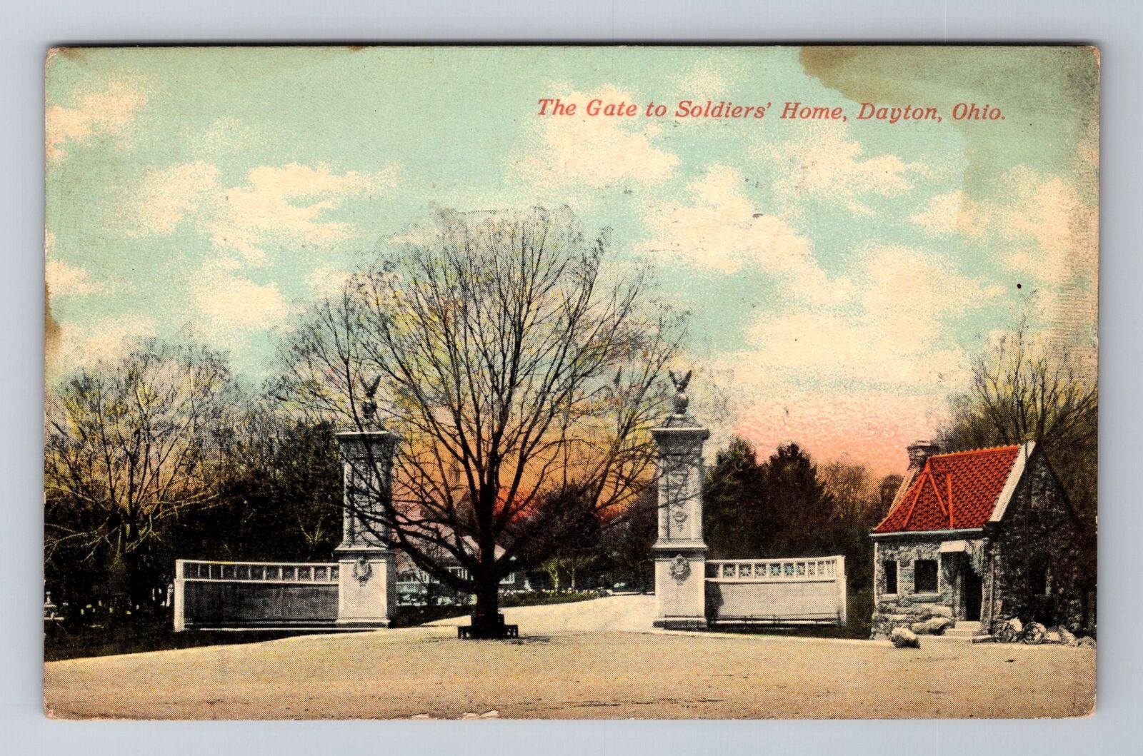 Dayton OH-Ohio, The Gate To Soldiers Home, Antique, Vintage c1910 Postcard