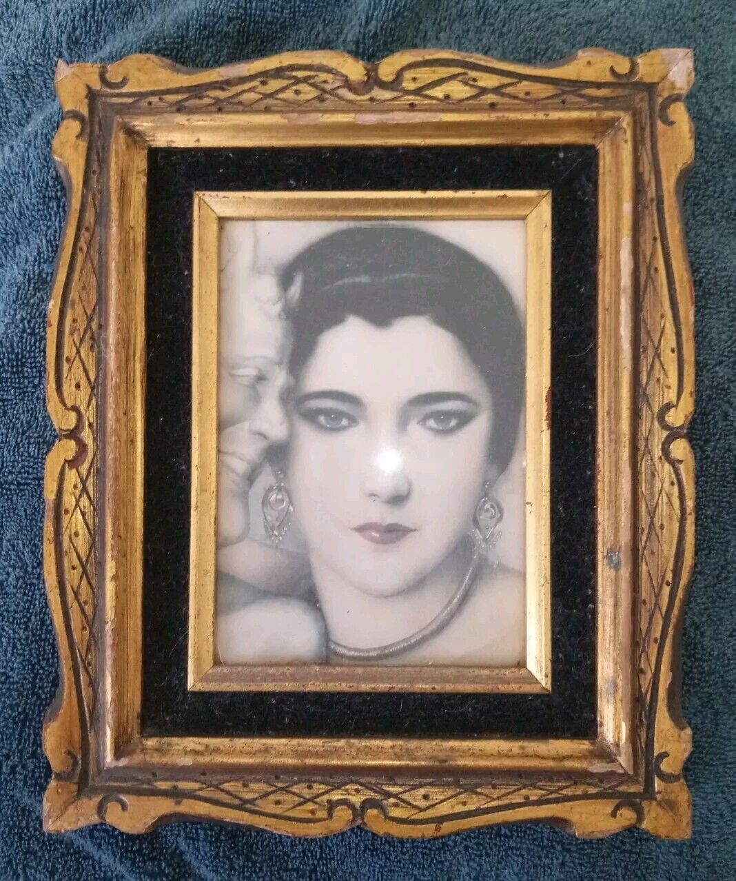 Vintage Women With Imp Whispering In Her Ear Framed Picture