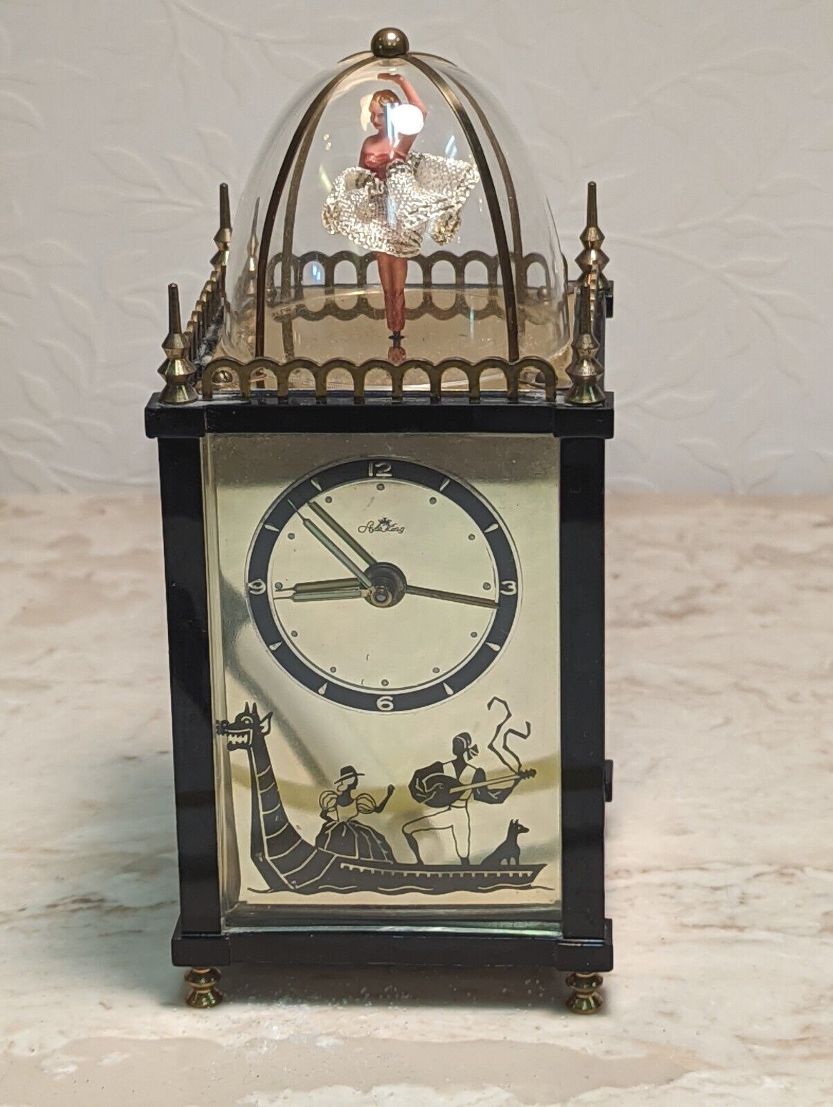 Vintage Mid Century Dancing Ballerina Music Box German Alarm Clock READ