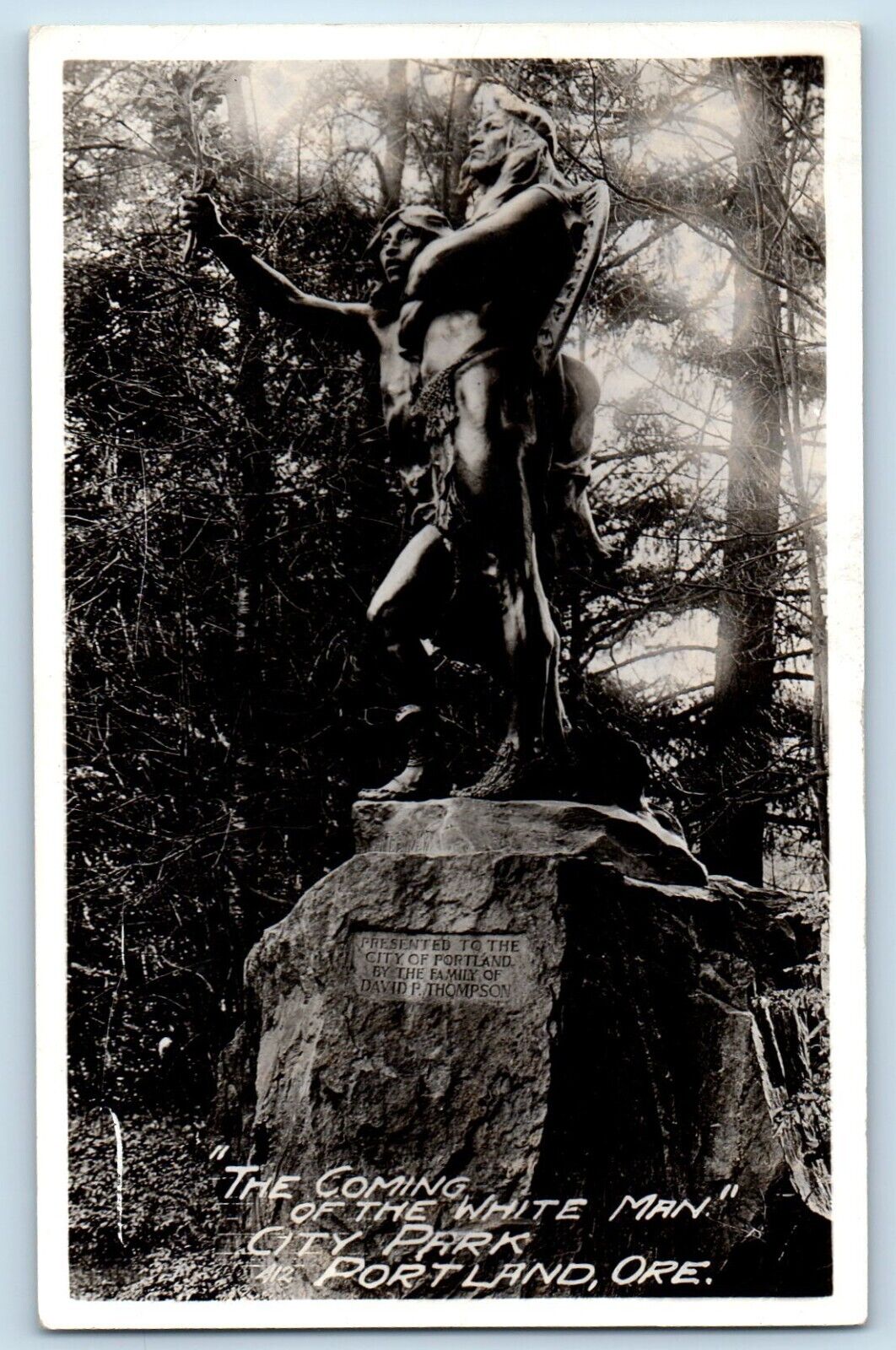 Portland Oregon OR Postcard RPPC Photo The Coming Of The White Man City Park