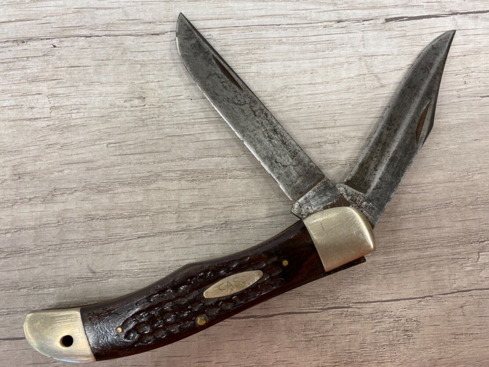 Vintage Case XX No. 6265 SAB Two Blade Folding Hunter Knife Handle