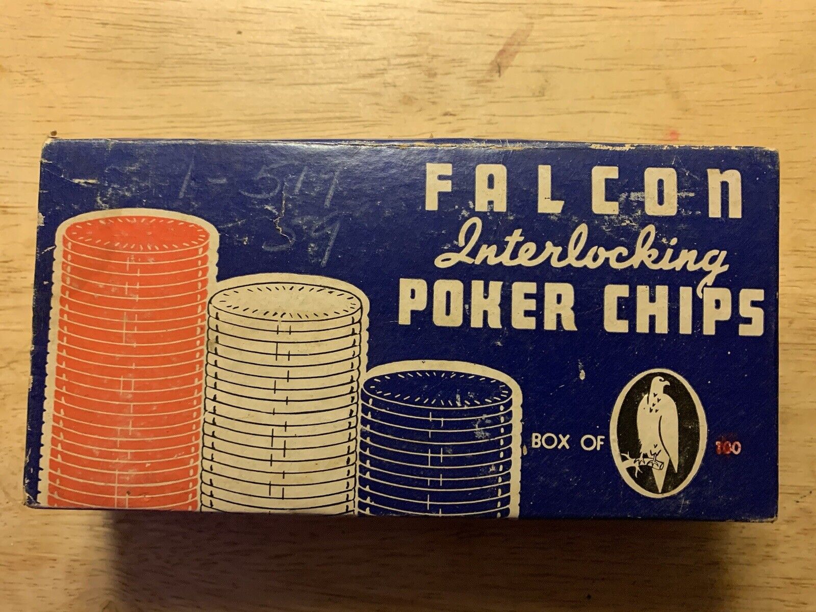 Falcon Antique Vintage Clay Interlocking Poker Chips