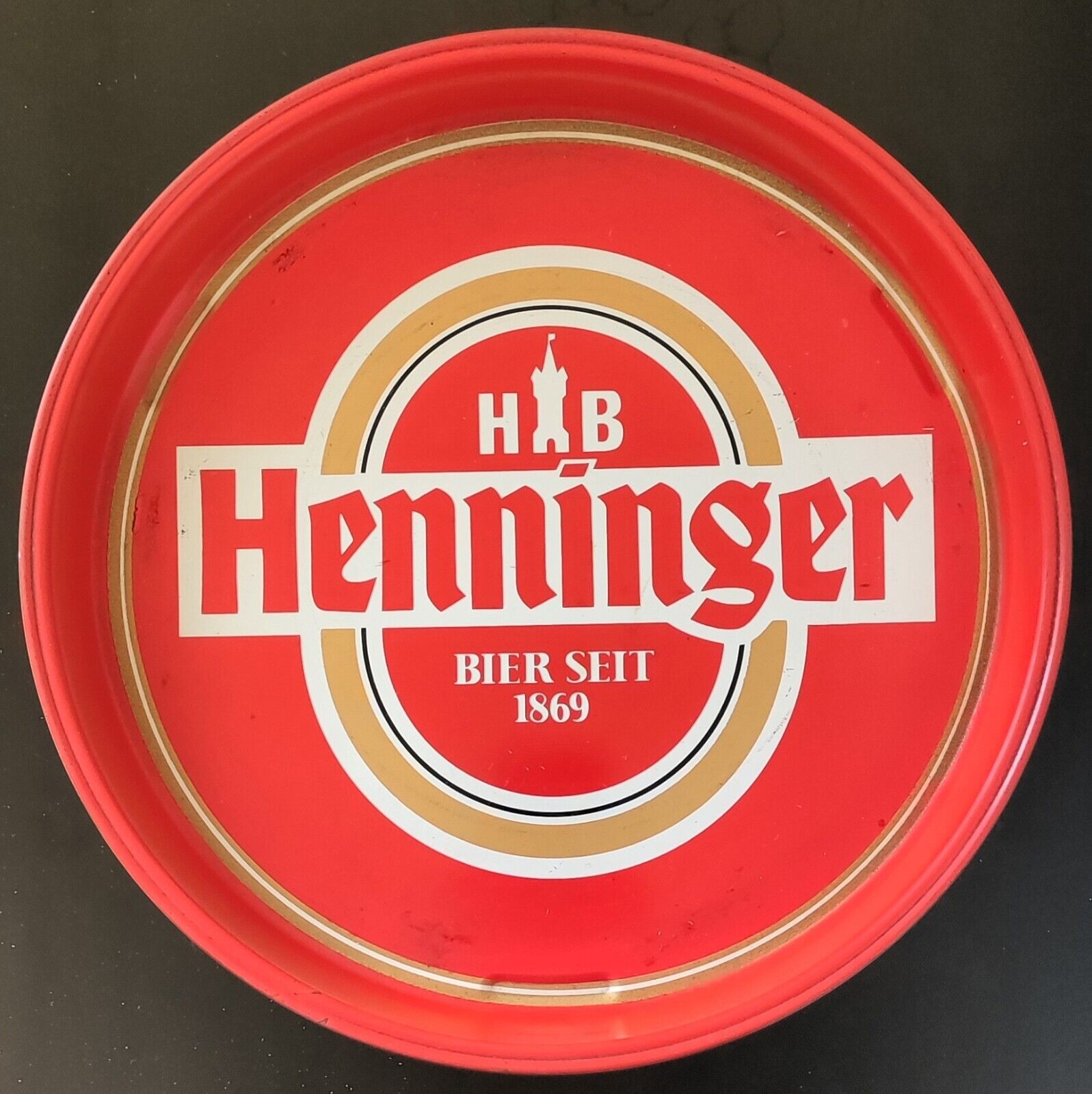 RARE Henninger Bier Beer, Round Metal Tray, Advertising Tray, Collectable tray