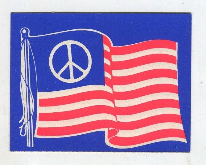1968 - 1972  Anti Vietnam War  Peace Symbol American Flag  Protest Cause Sticker