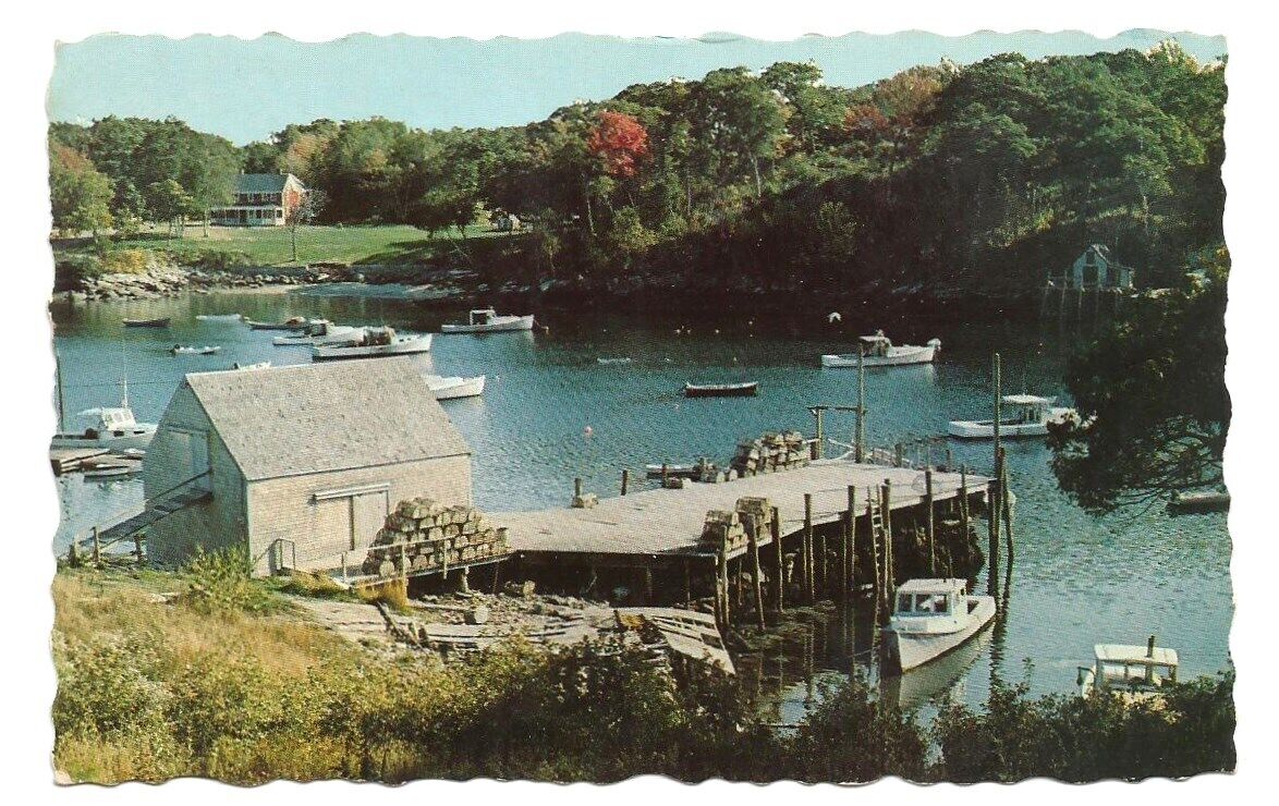 ME Postcard Maine Lobster Boats Harbor