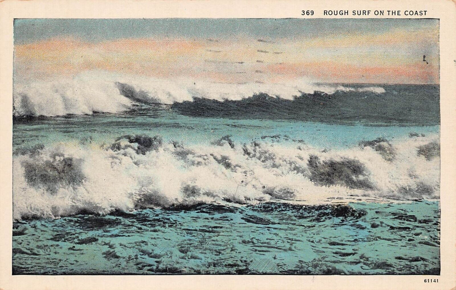 Binghamton NY New York Rough Surf Atlantic Ocean Beach Life Vtg Postcard B2