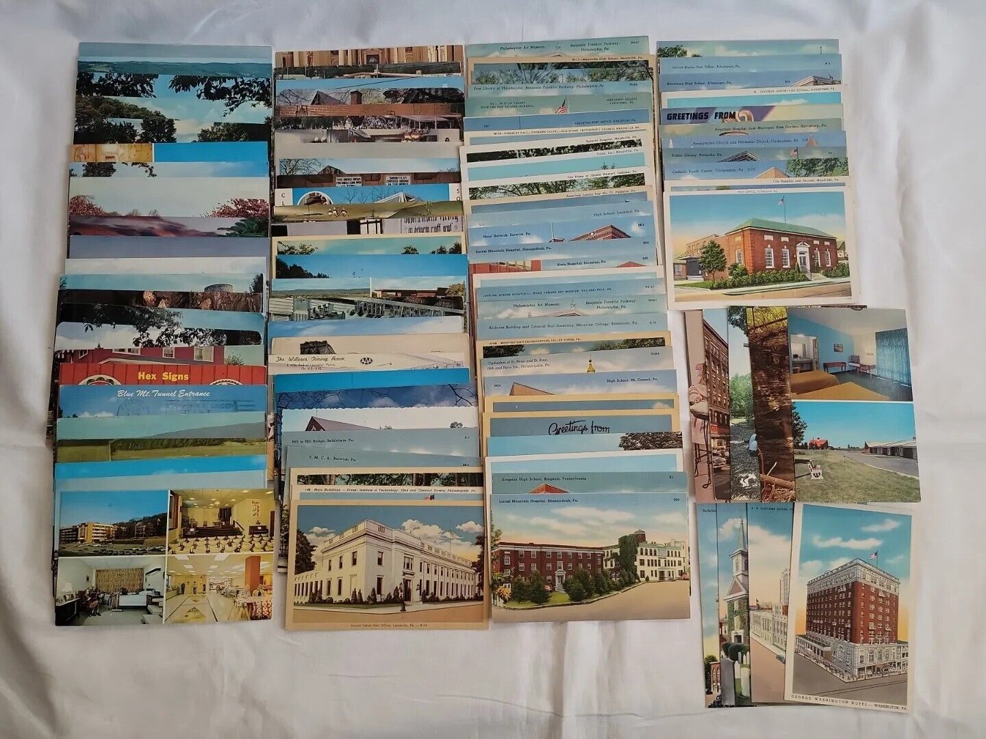 Vintage Lot Of 100 Pennsylvania Postcards Camp YMCA Falls Hospital Westinghouse 