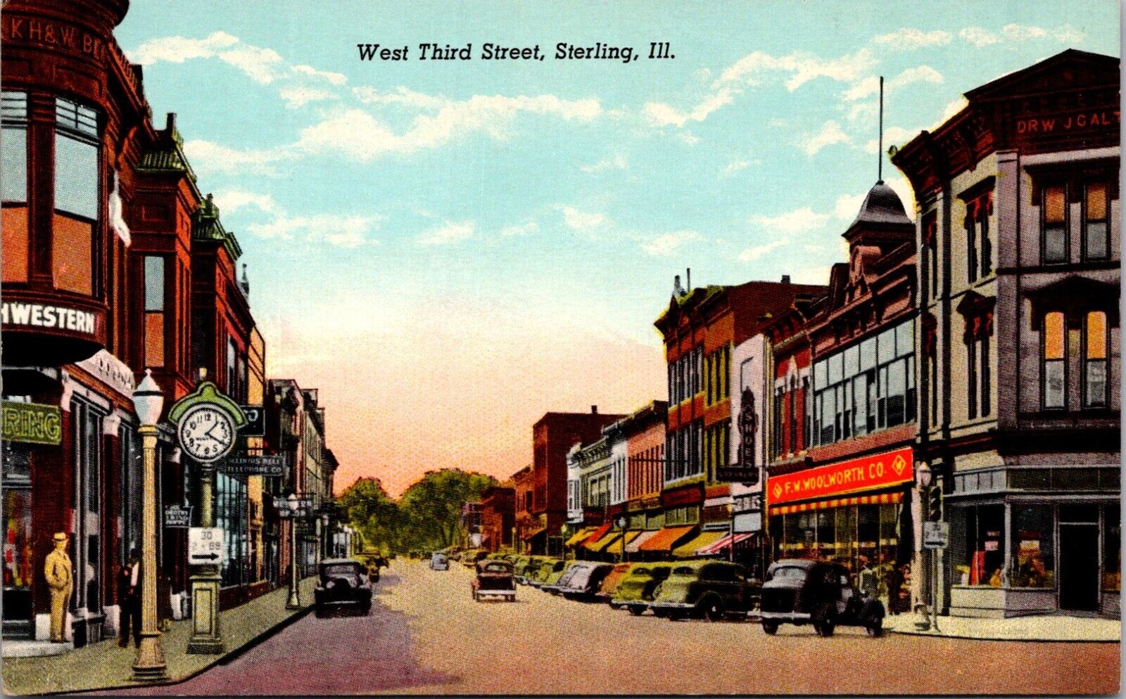 West Third Street Sterling Illinois Postcard