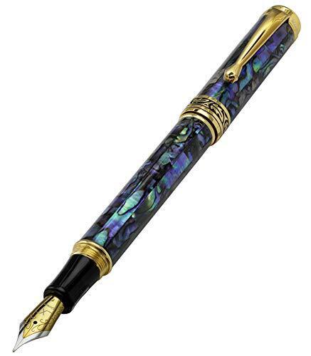 Xezo Maestro Natural Sea Shell Handmade Fountain Pen with 18K Gold Plated Parts.