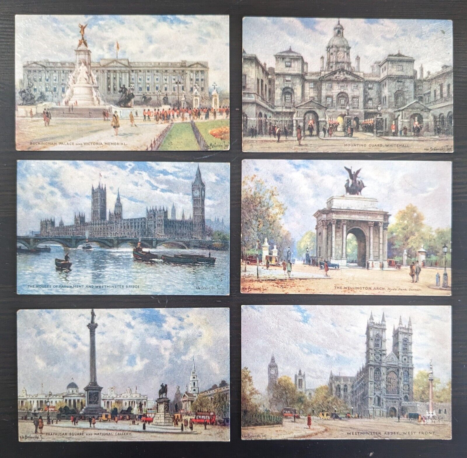 Full Set of 6 Tuck\'s Oilette Series of London by Alfred De Breanski Jr Postcards