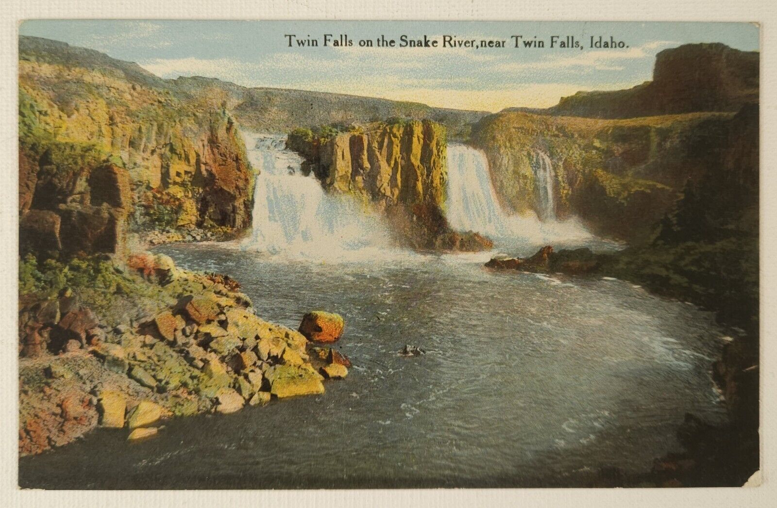 Twin Falls on the Snake River near Twin Falls Idaho Scenic Waterfall  Postcard