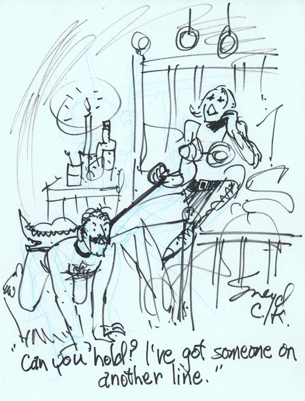 Doug Sneyd Signed Original Art Playboy Gag Rough Sketch in UNPUBLISHED SNEYD