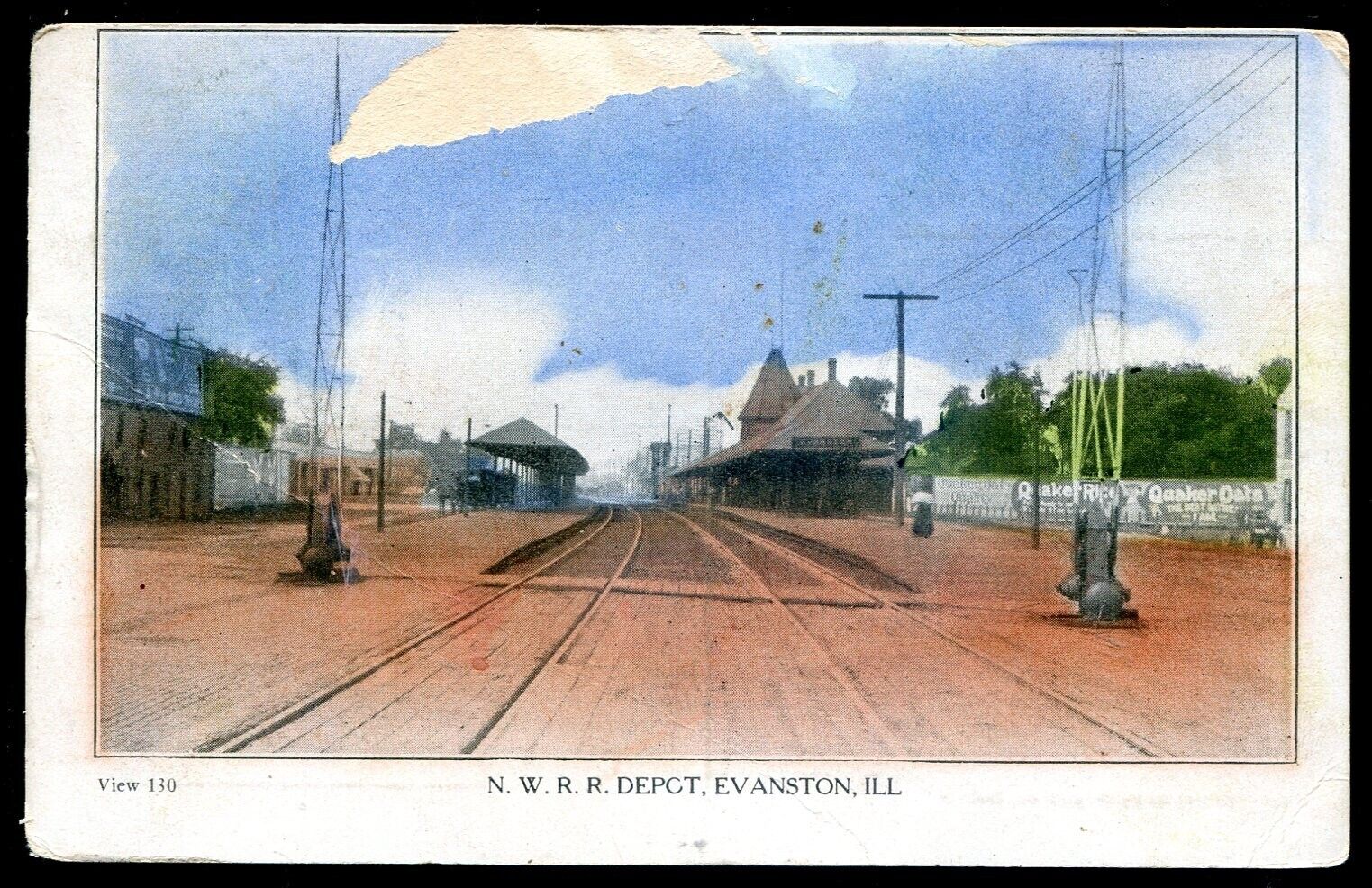 EVANSTON Illinois Postcard 1908 NWRR Depot Train Station