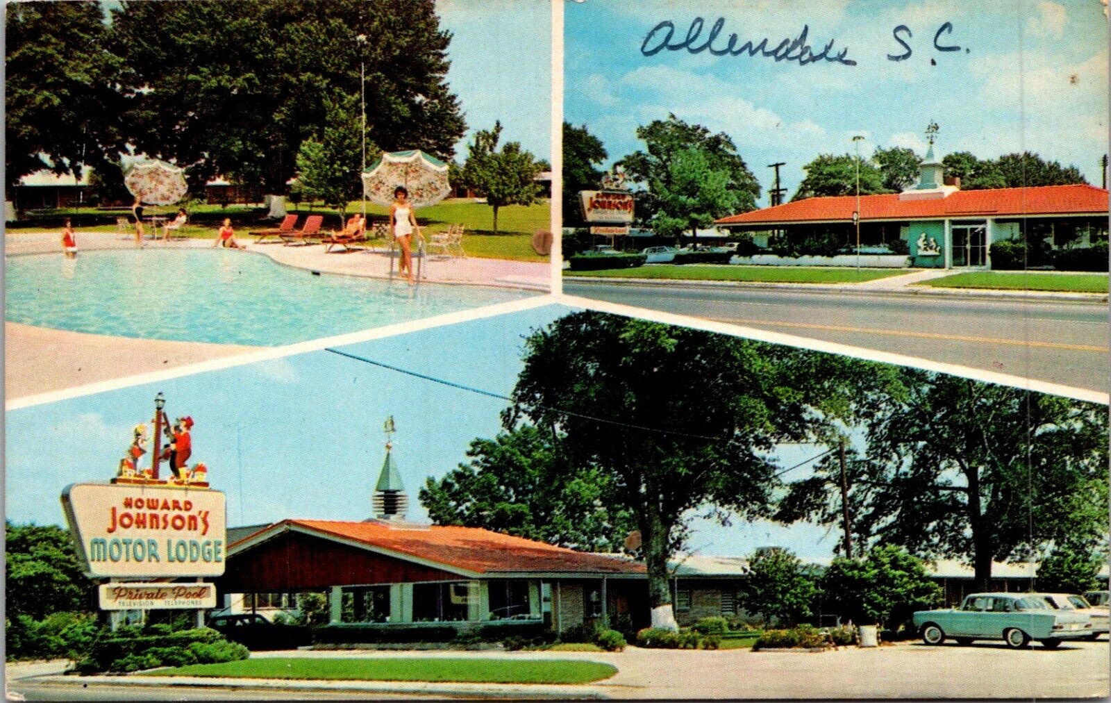 Postcard c1960s Howard Johnson's Motor Lodge Allendale, SC South Carolina