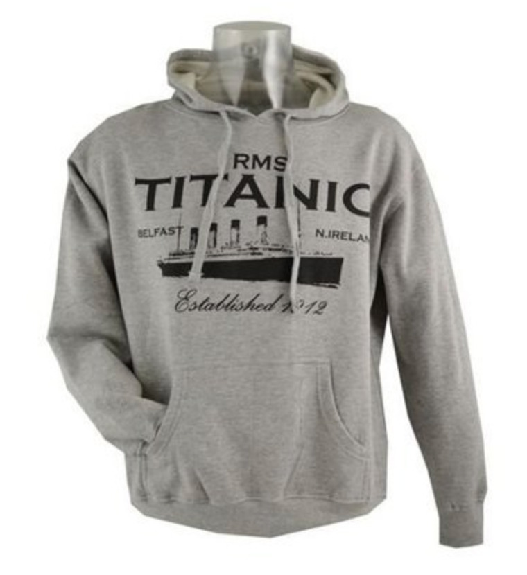 TITANIC White Star Belfast Northern Ireland Gray Hoodie Sweatshirt- Size Medium