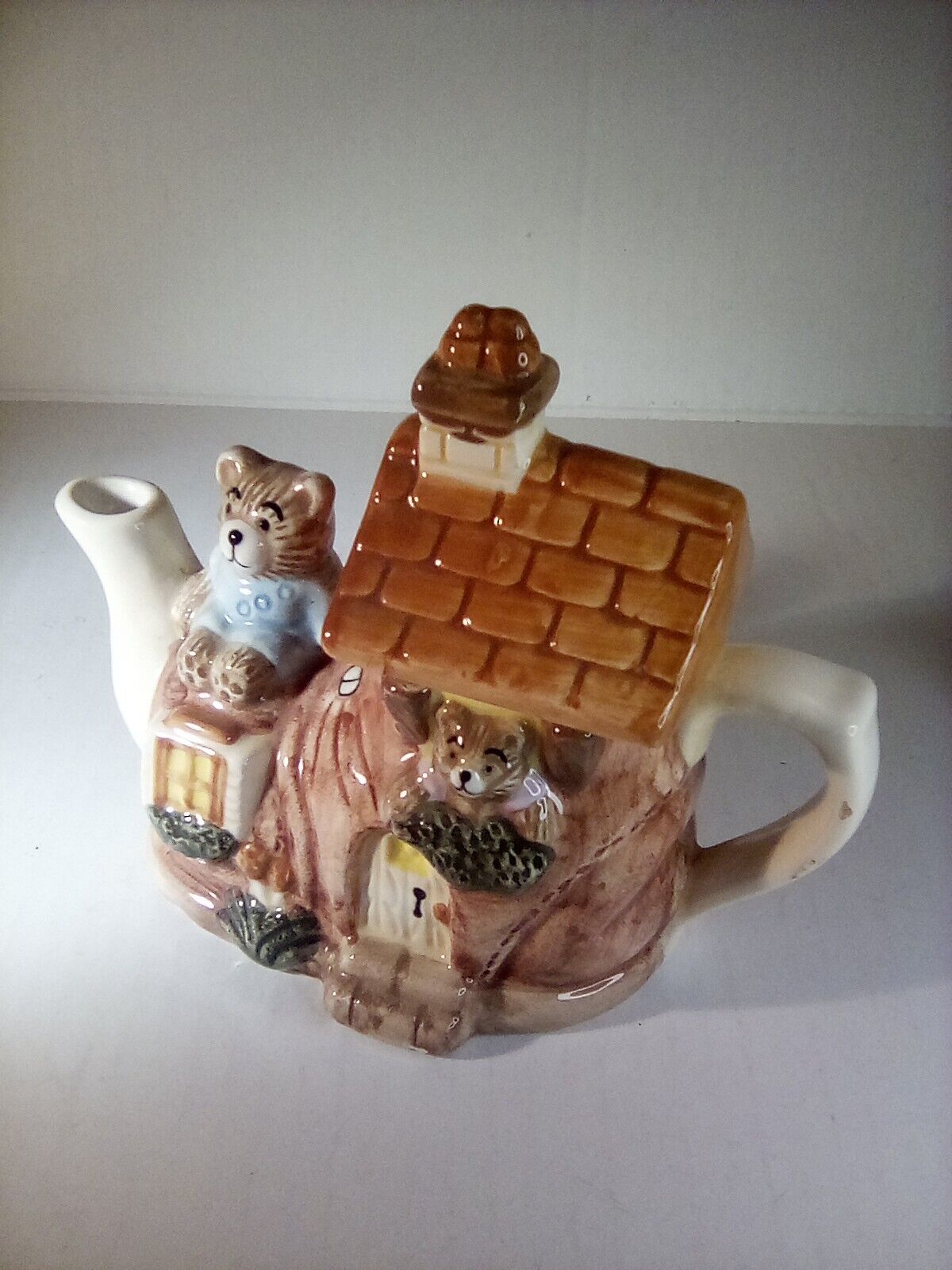 Tea Nee Teddy Teapot Collection By Cardinal - Bears In Boot House - Hand Painted
