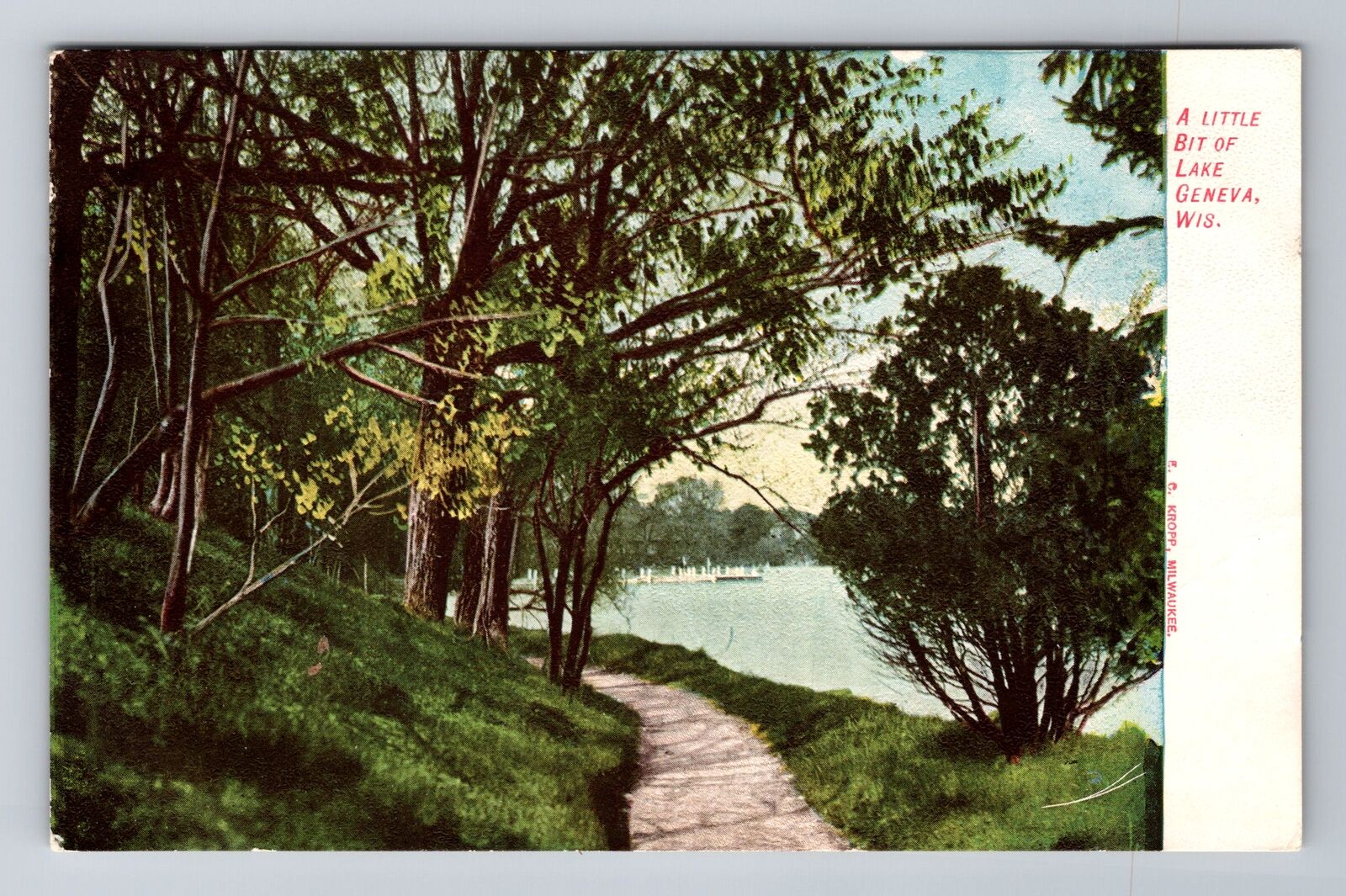 Lake Geneva WI-Wisconsin, A Little Bit Of Lake, Antique, Vintage Postcard