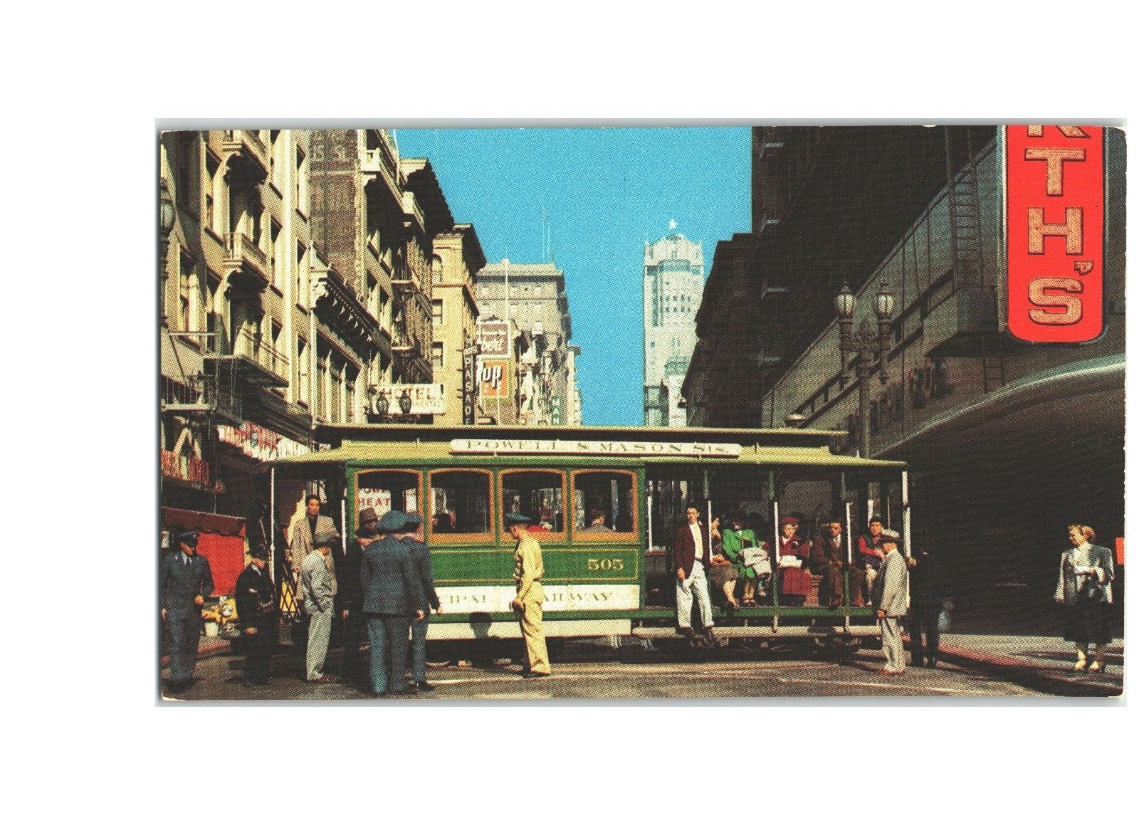 San Francisco CA-California, Cable Car Turntable, Antique, Vintage Postcard