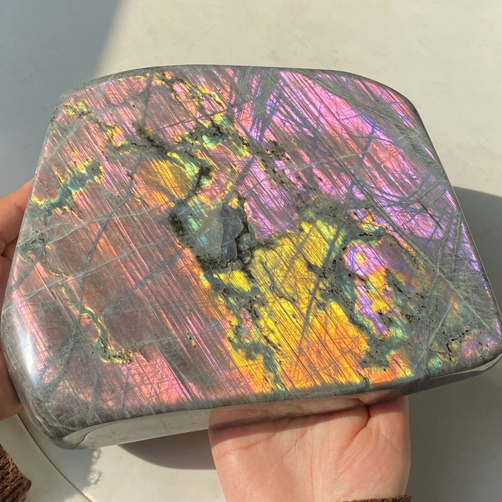 8.16LB Natural Unique Purple Labradorite Quartz Crystal Stone Specimen Healing