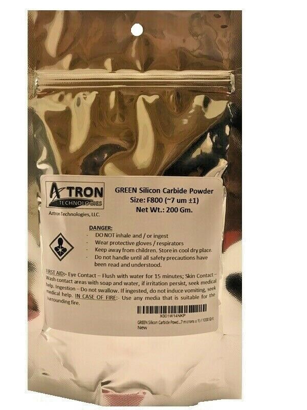 AztroGrit Silicon Carbide Powder, GREEN, F800, 200 gm