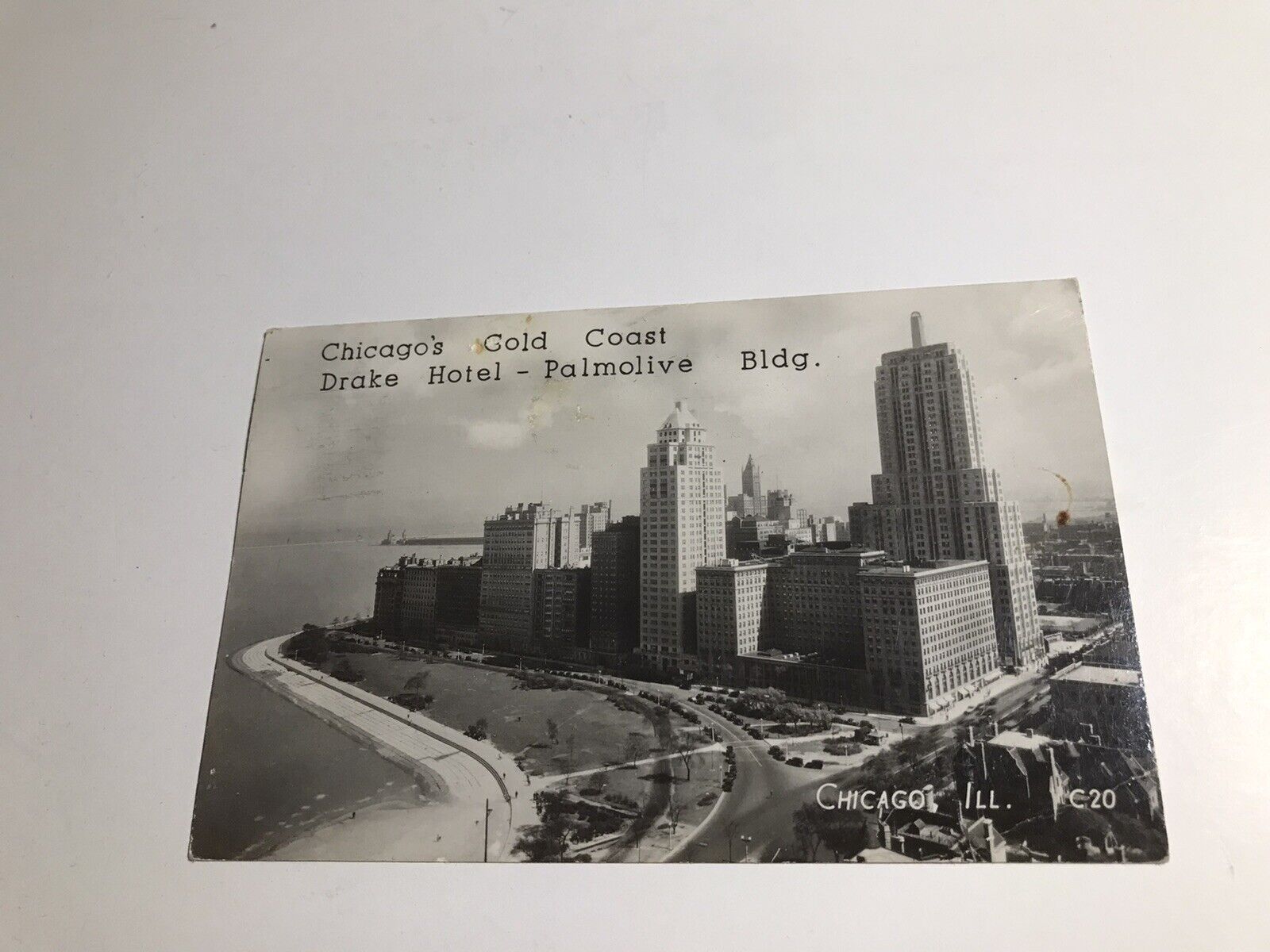 Vintage 1948 Chicago’s Gold Coast Drake Hotel Palmolive Bldg RPPC Postcard