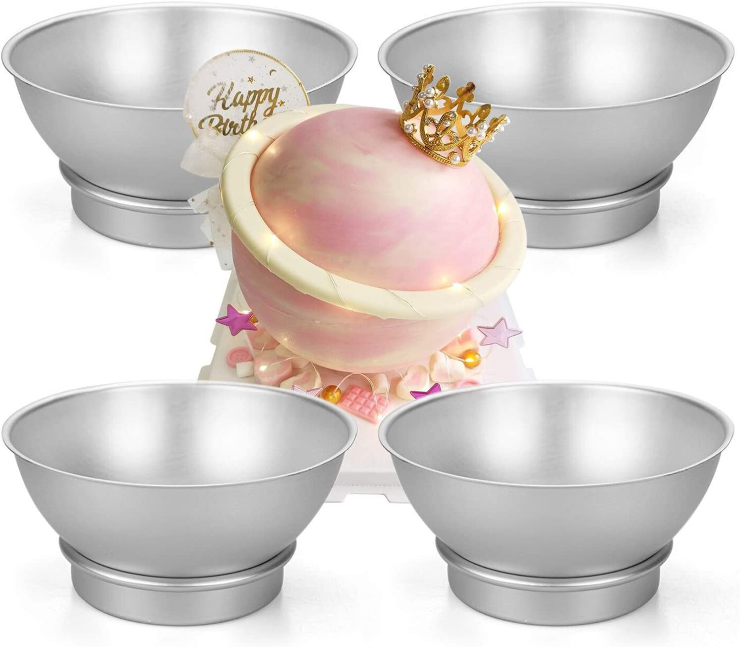 Set of 8 Cake Sphere Pan, 6.5 Inches 3D Sports Ball Cake Pan to Create Any Ball 