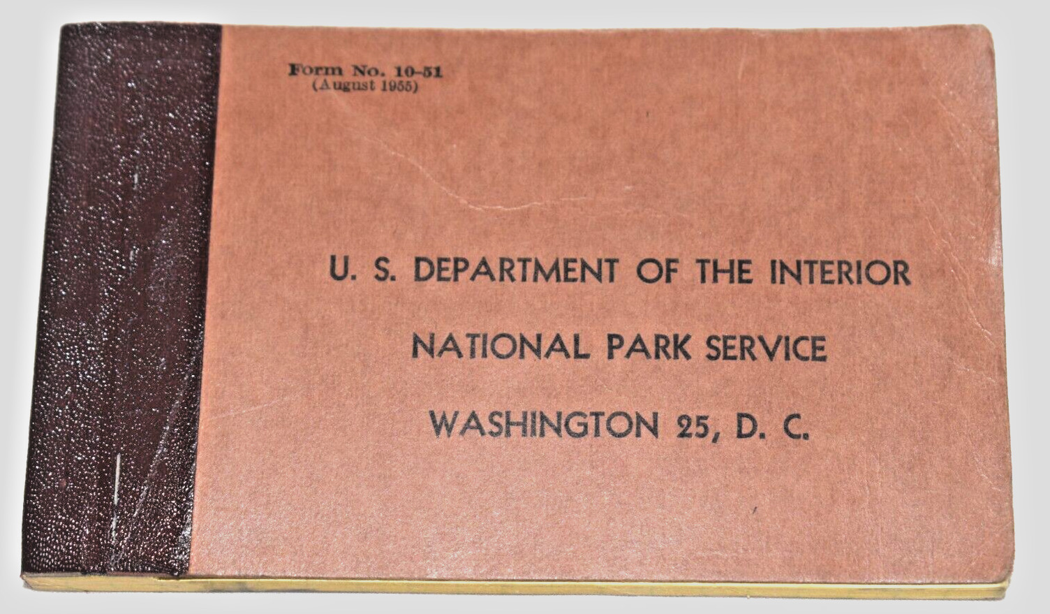 US DEPARTMENT OF INTERIOR August 1955 National Park Service Notepad Form 10-51