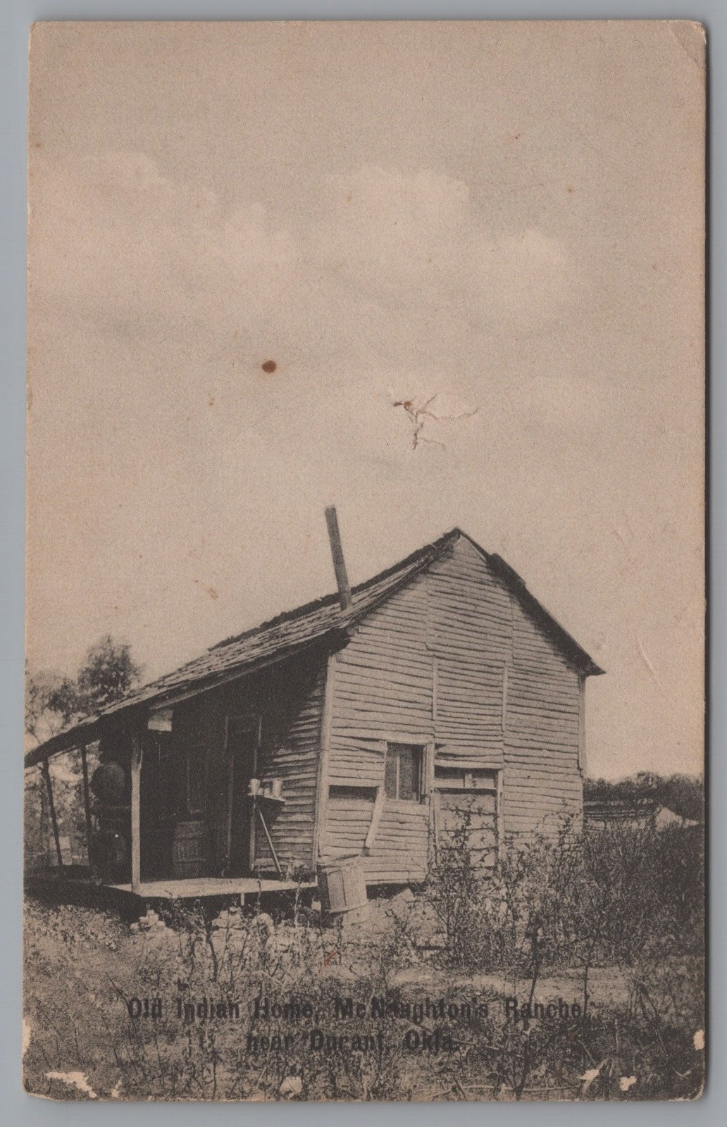 Old Indian Home Rancho near Durant Oklahoma OK Vintage Postcard c1915