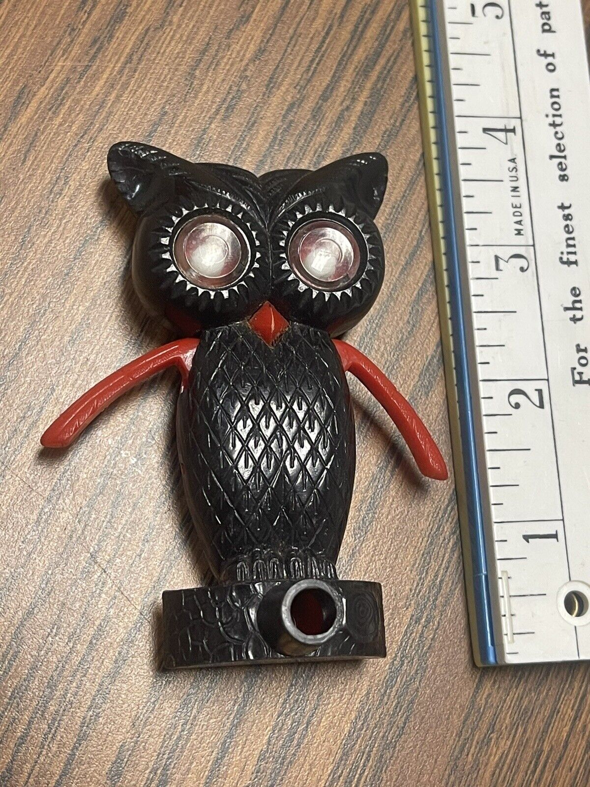 Owl Whistle Old Vintage Halloween Noisemaker Toy Moving Eyes Wings Rare Awesome