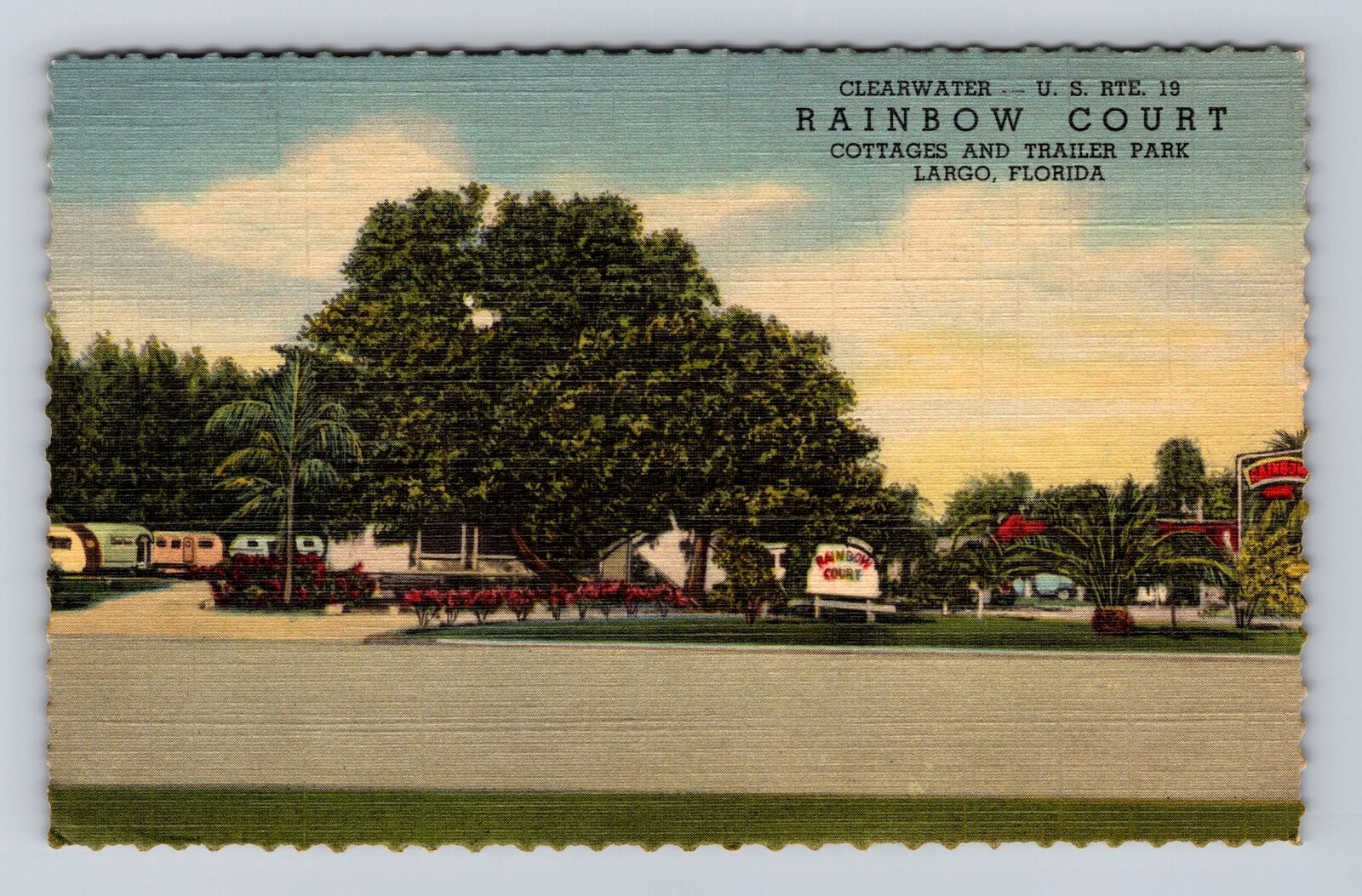Largo FL-Florida, Rainbow Court Advertising, Antique Vintage c1949 Postcard