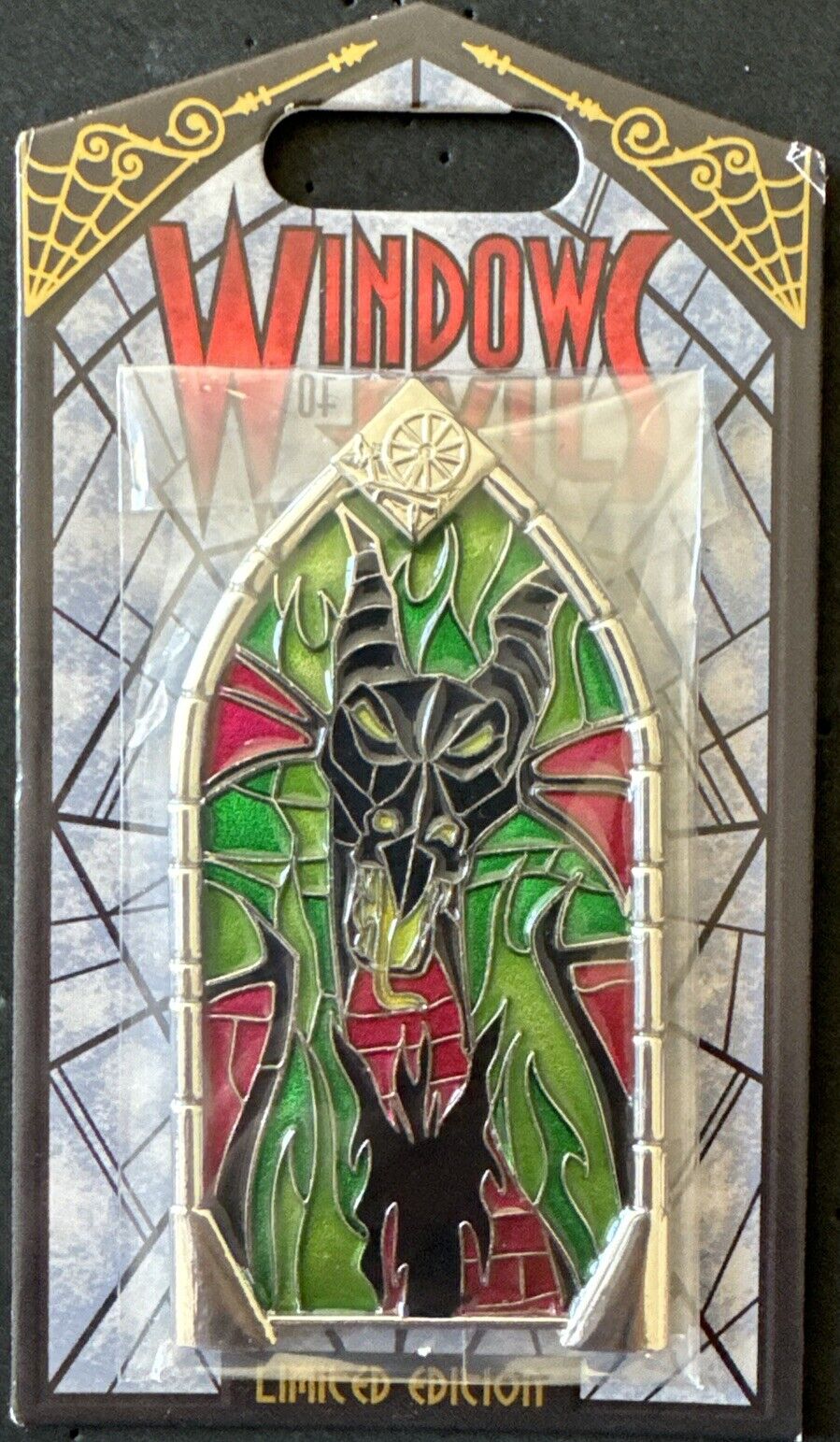 Disneyland Windows of Evil Maleficent Dragon Villain LE 2000 Disney Pin HTF