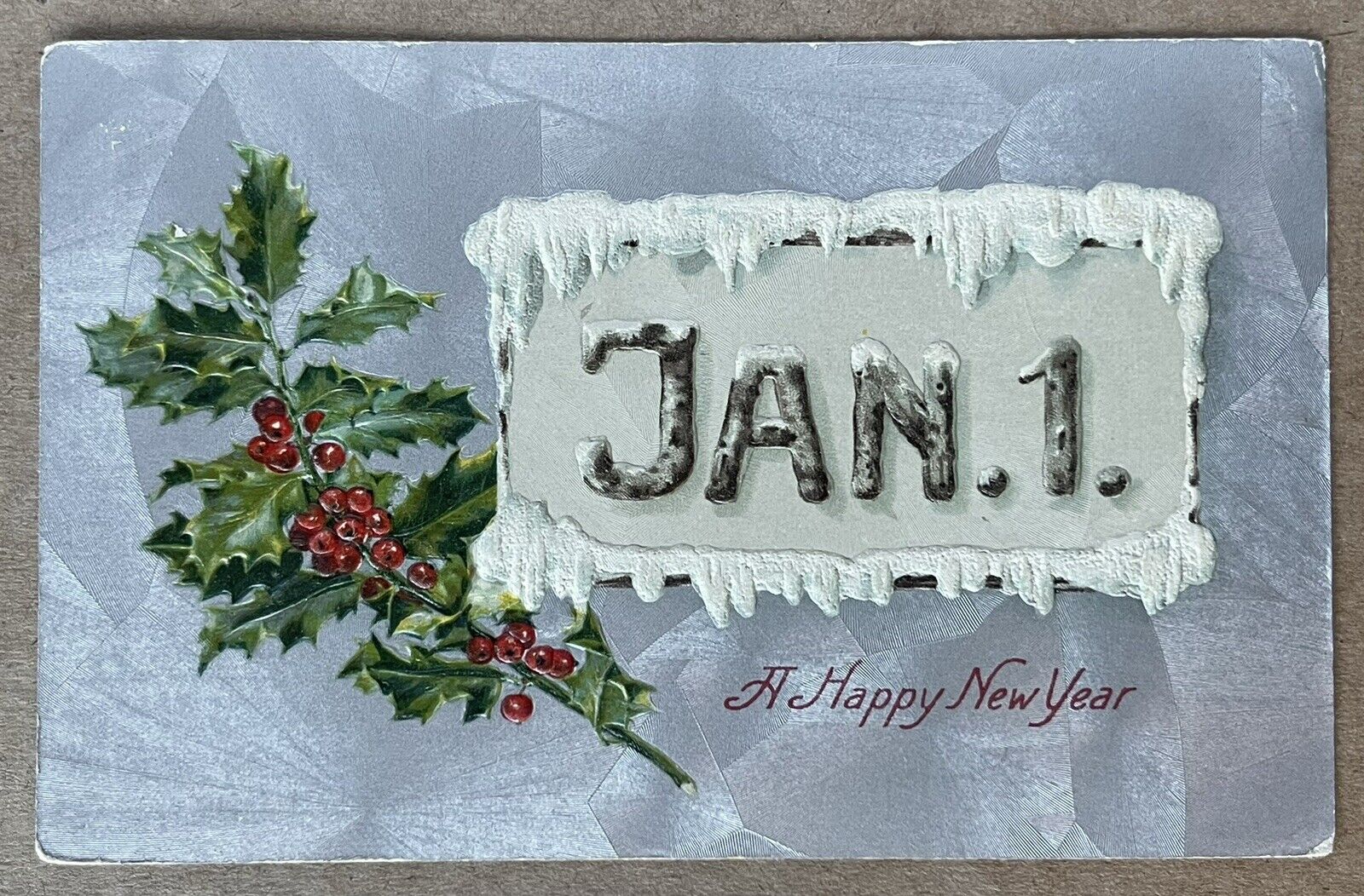 Antique Postcard A Happy New Year Flower Jan 1 Embossed Posted J. Winsch