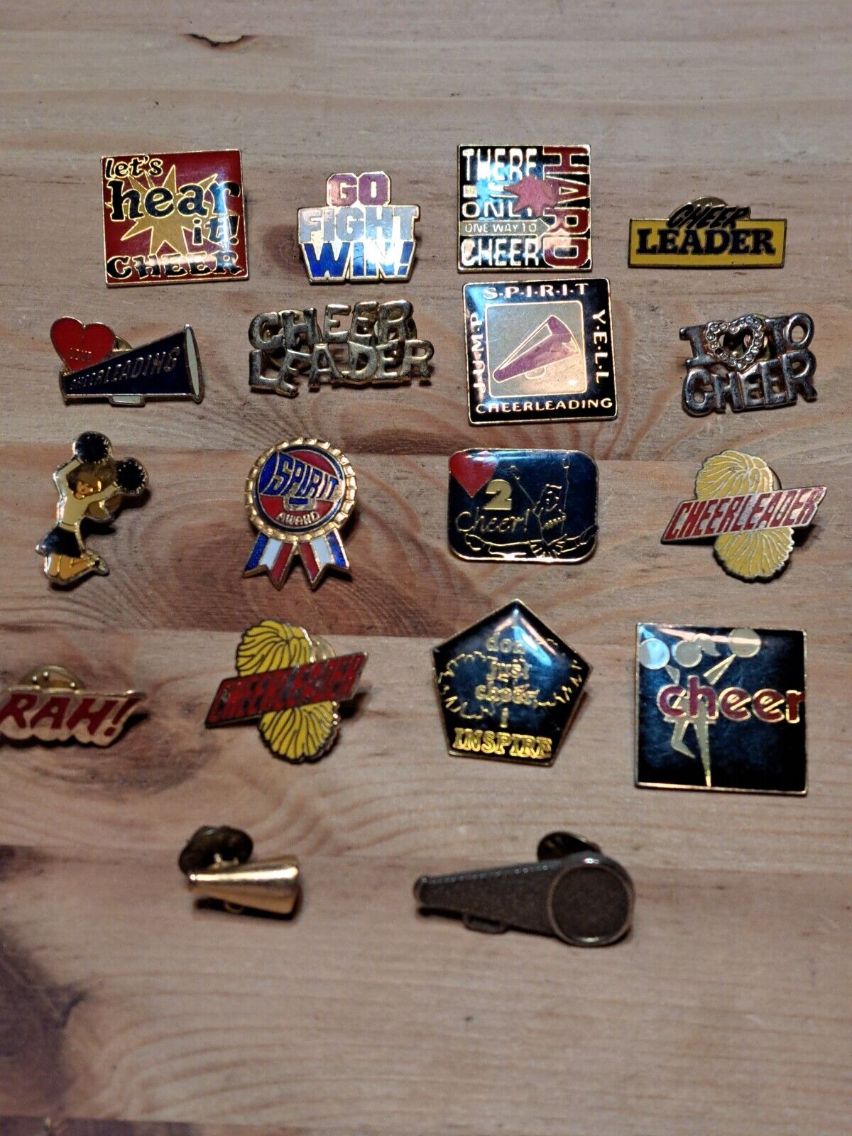 Lot of 14 Cheerleading Cheerleader Cheer Pins Pinbacks Buttons Vintage