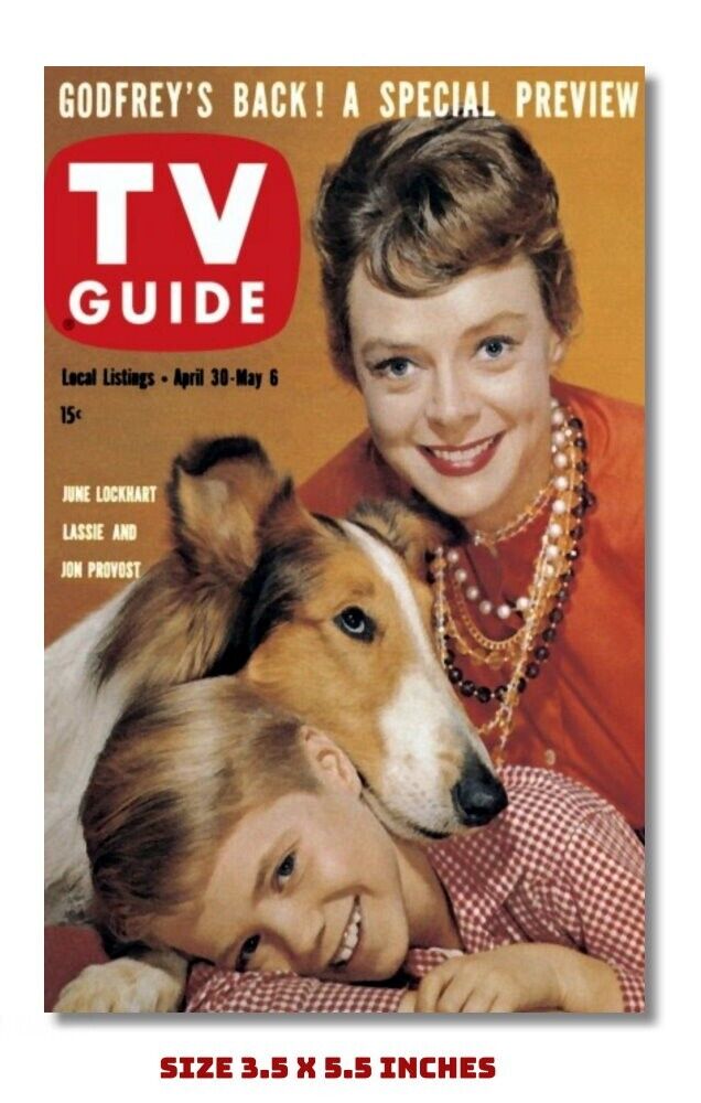 LASSIE FRIDGE MAGNET 1960 TV GUIDE COVER 12 3.5 X 5.5 \