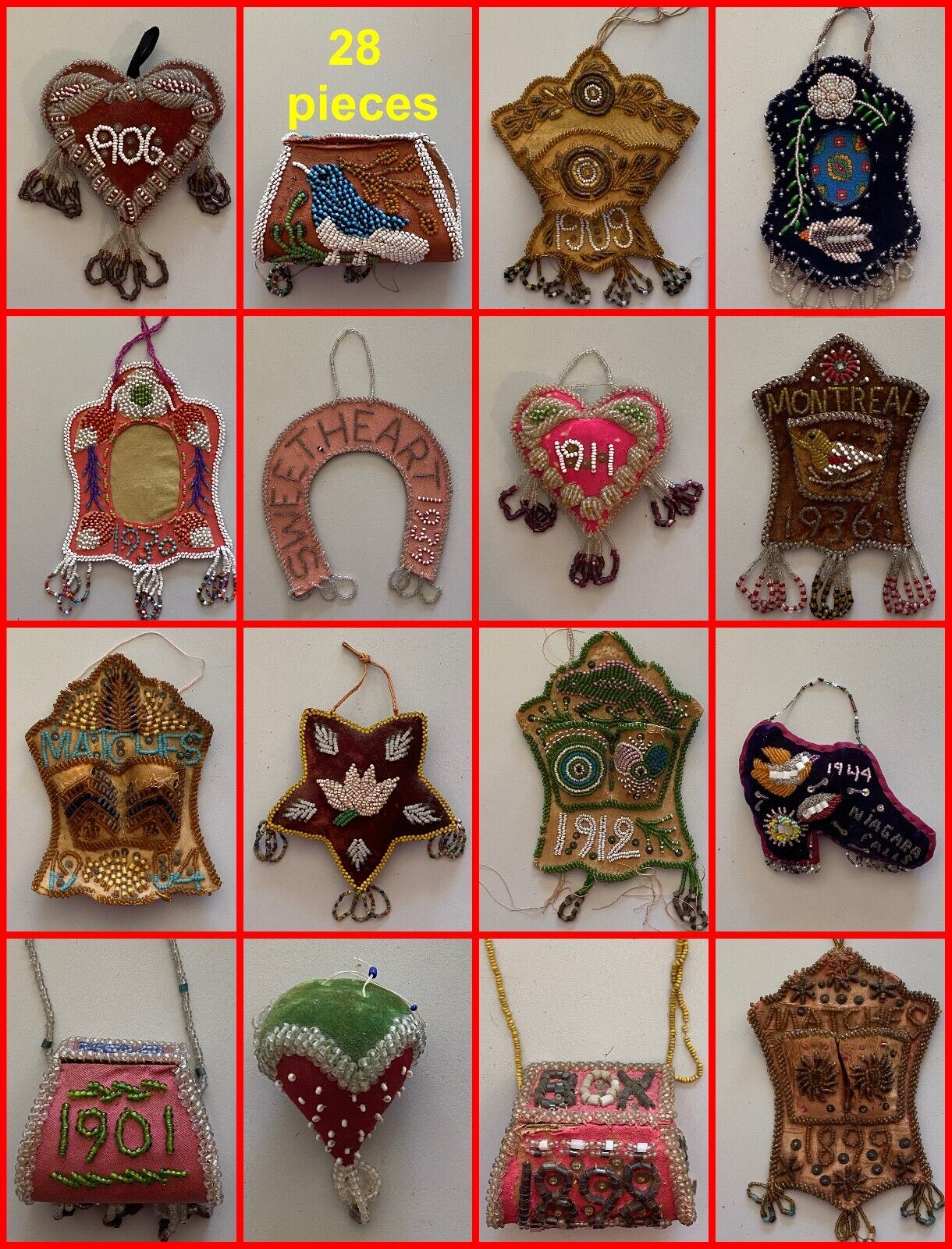 Iroquois / Mohawk Whimsy Collection  - Native American Beadwork - 28 Pieces