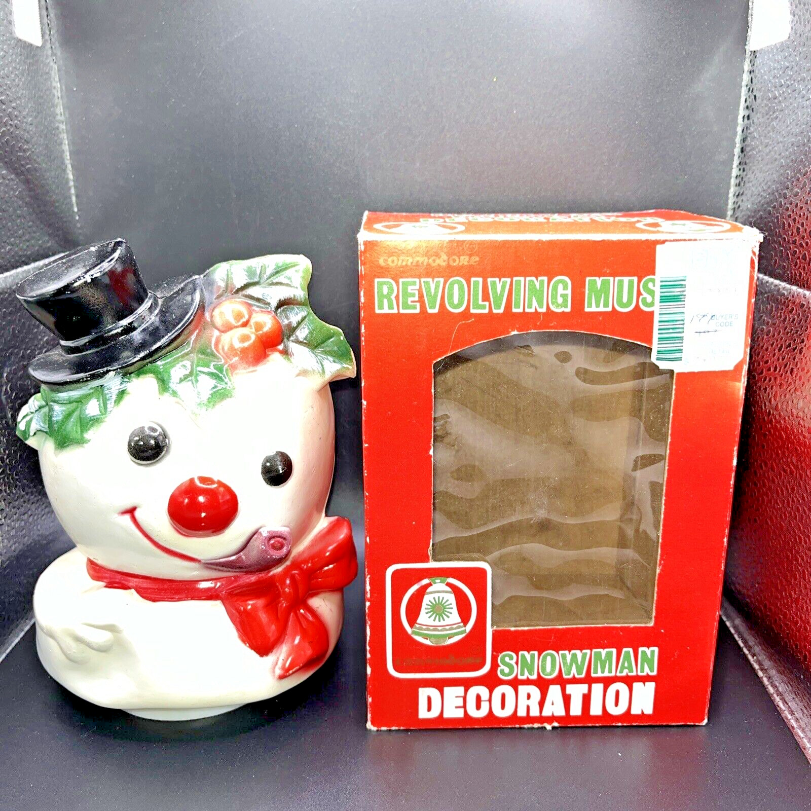 Christmas Commodore Musical Revolving Snowman with Orig Box Plays Jingle Bells
